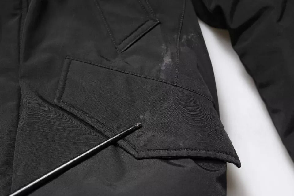 Woolrich Black Hooded Long Sleeves Fur Shearling Coat Jacket | Regal Royce