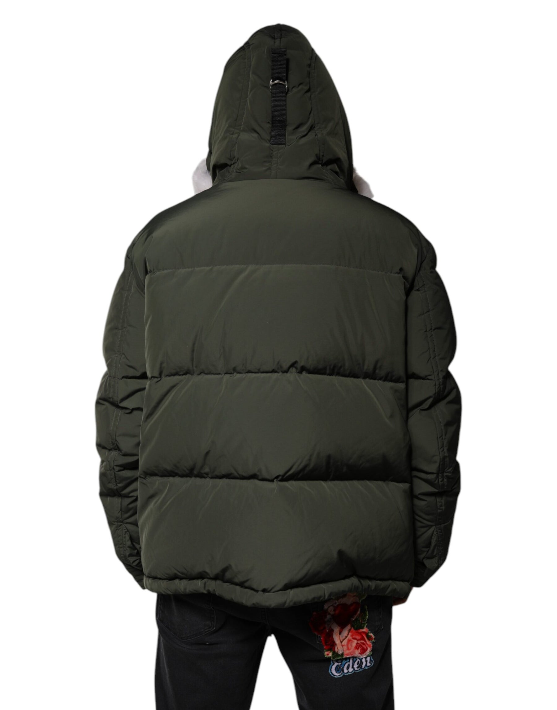 Dsquared² Green Hooded Long Sleeves Fur Shearling Jacket | Regal Royce