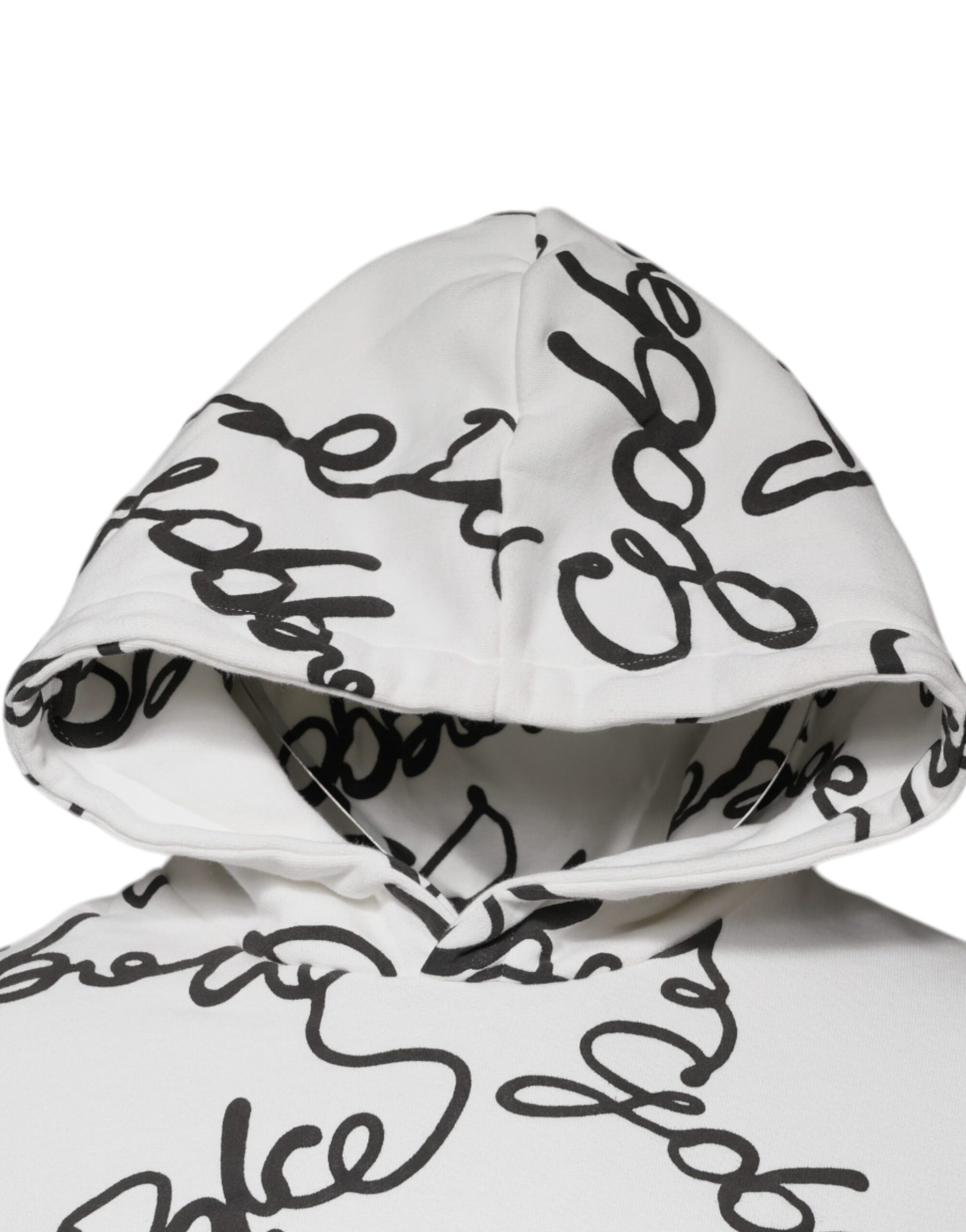 Dolce & Gabbana White Logo Cotton Hooded Sweatshirt Sweater | Regal Royce