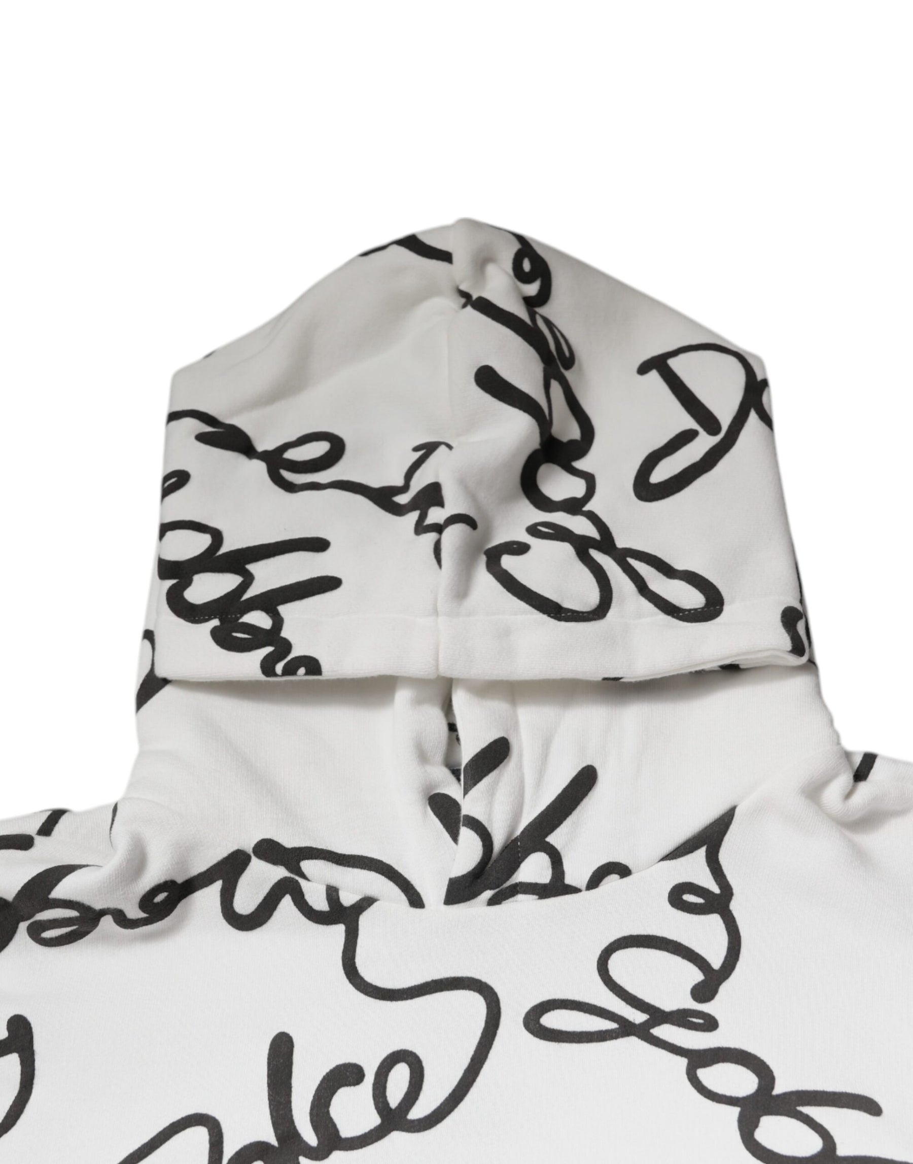 Dolce & Gabbana White Logo Cotton Hooded Sweatshirt Sweater | Regal Royce