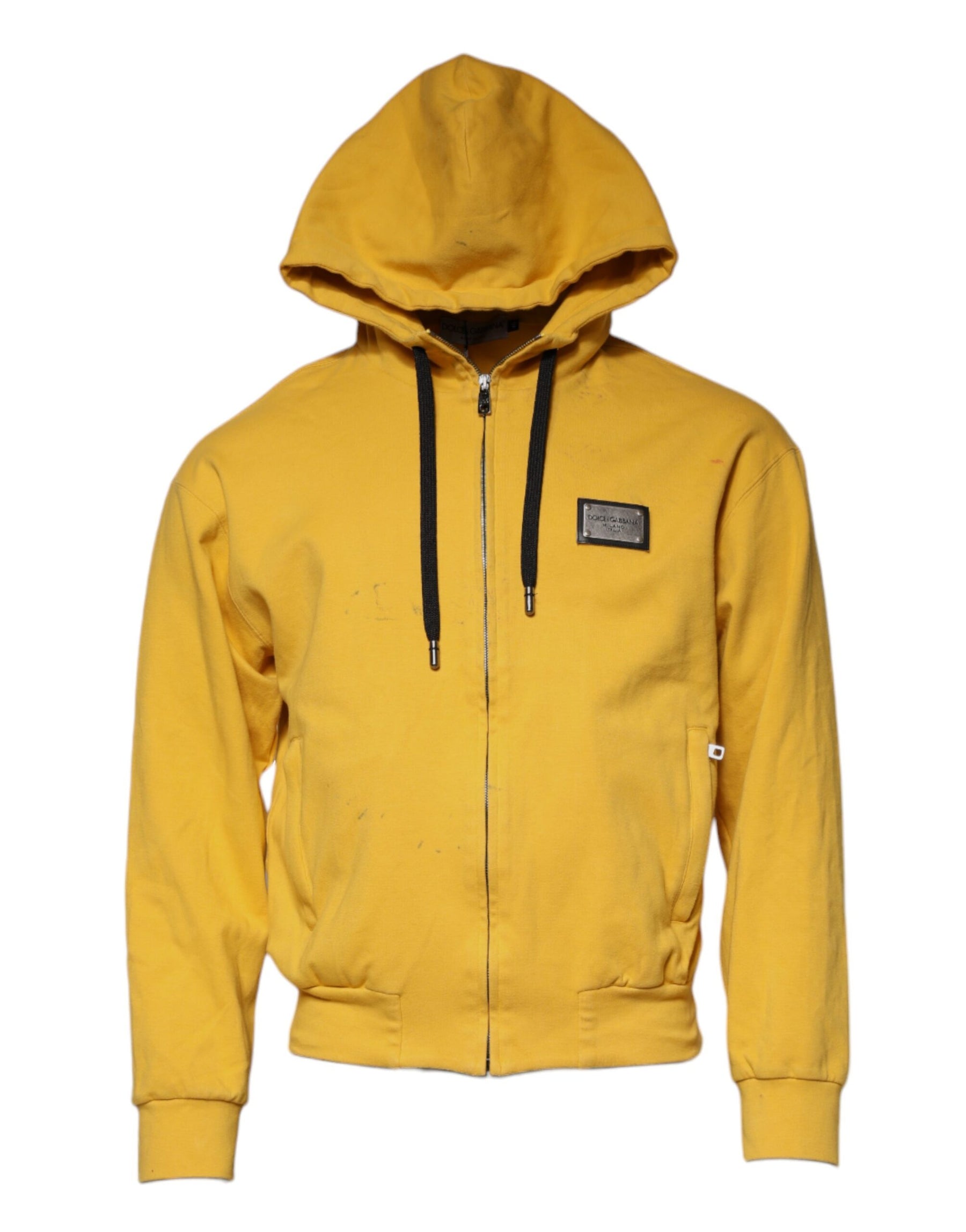 Dolce & Gabbana Yellow Logo Full Zip Hooded Sweatshirt Sweater | Regal Royce