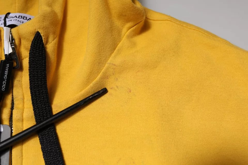 Dolce & Gabbana Yellow Logo Full Zip Hooded Sweatshirt Sweater | Regal Royce