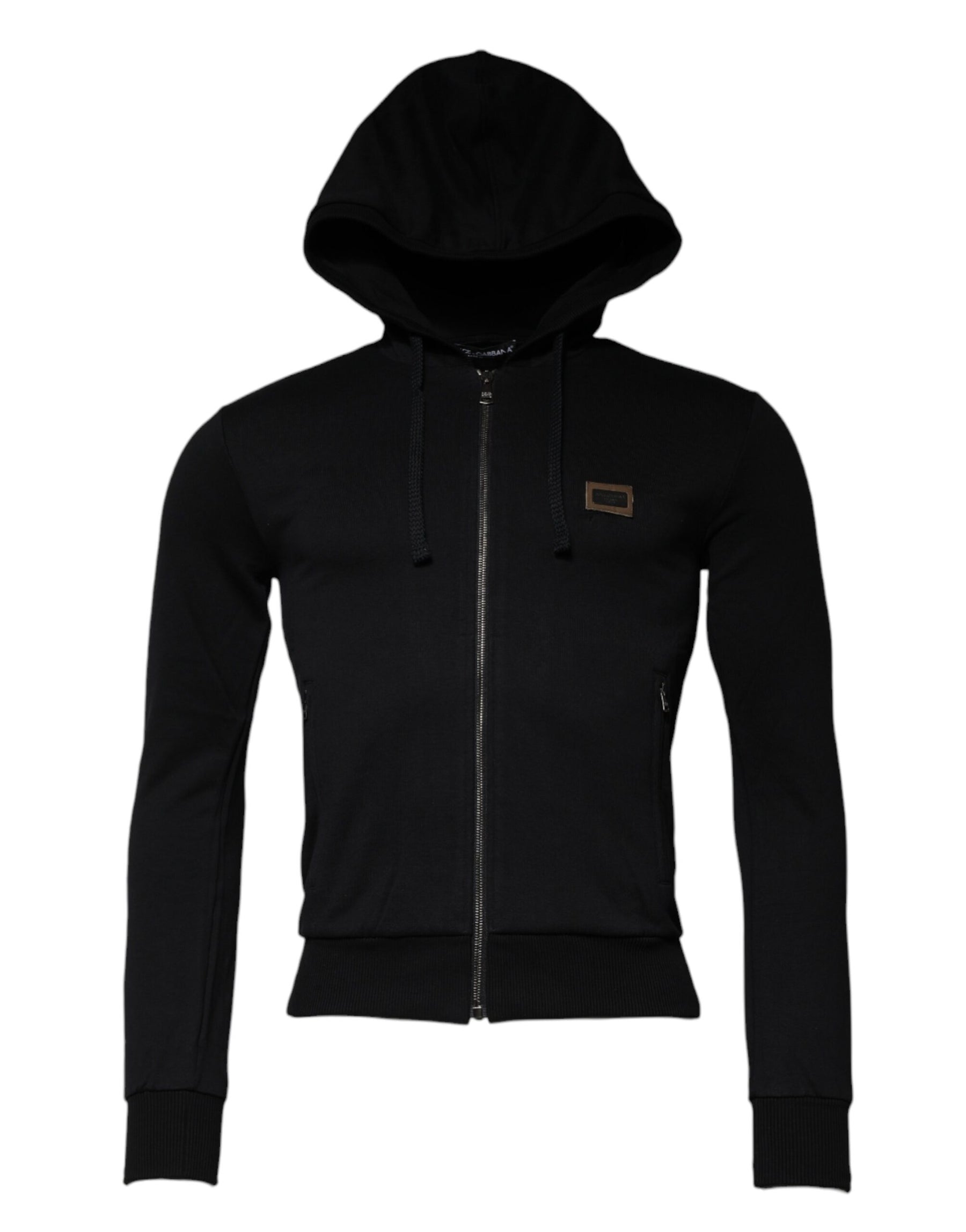 Dolce & Gabbana Black Logo Full Zip Hooded Sweatshirt Sweater | Regal Royce