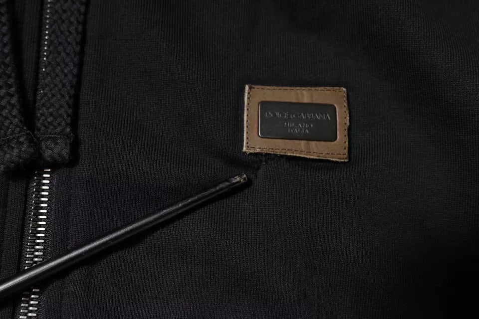 Dolce & Gabbana Black Logo Full Zip Hooded Sweatshirt Sweater | Regal Royce