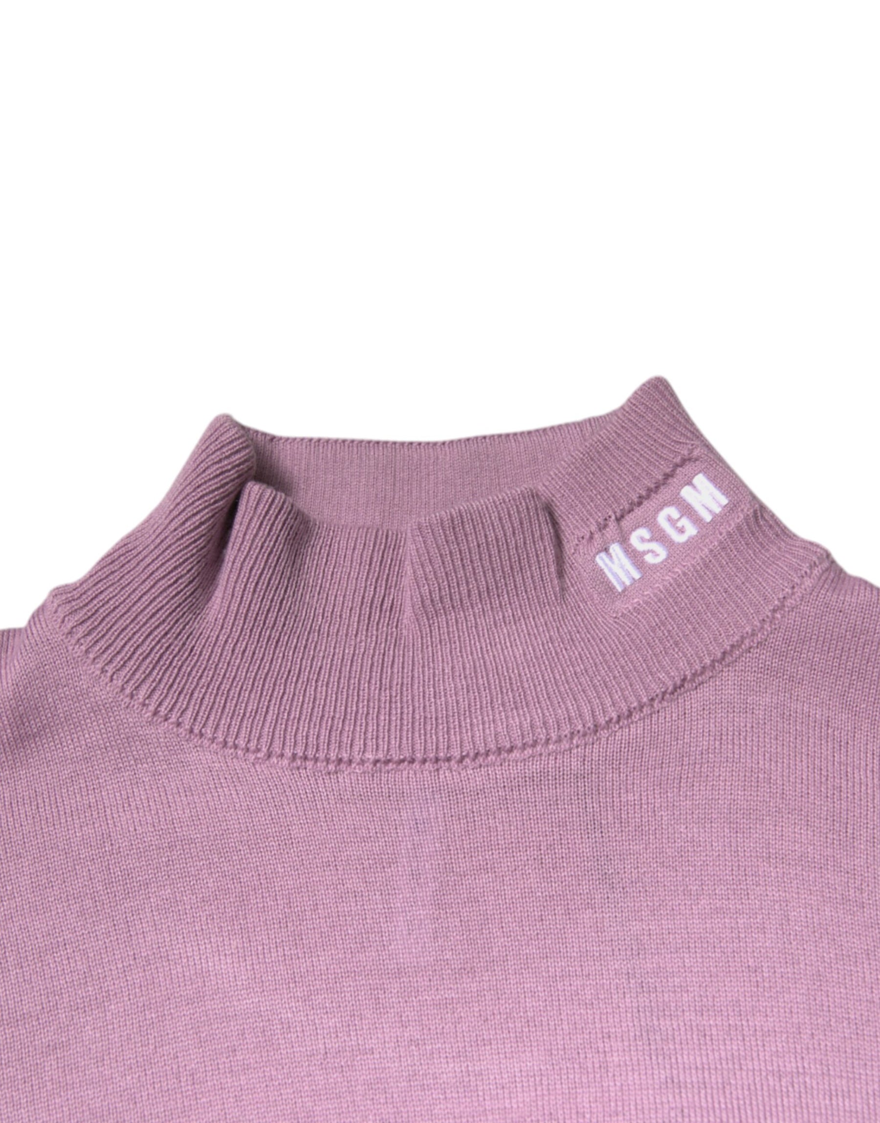 MSGM Purple Wool Knit Turtle Neck Long Sleeve Pullover Sweater | Regal Royce