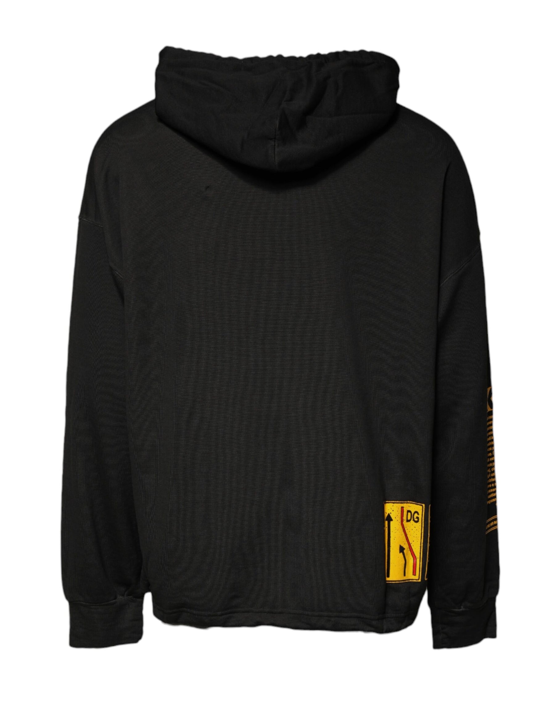 Dolce & Gabbana Black Cotton Hooded DG Shield Pullover Sweater | Regal Royce