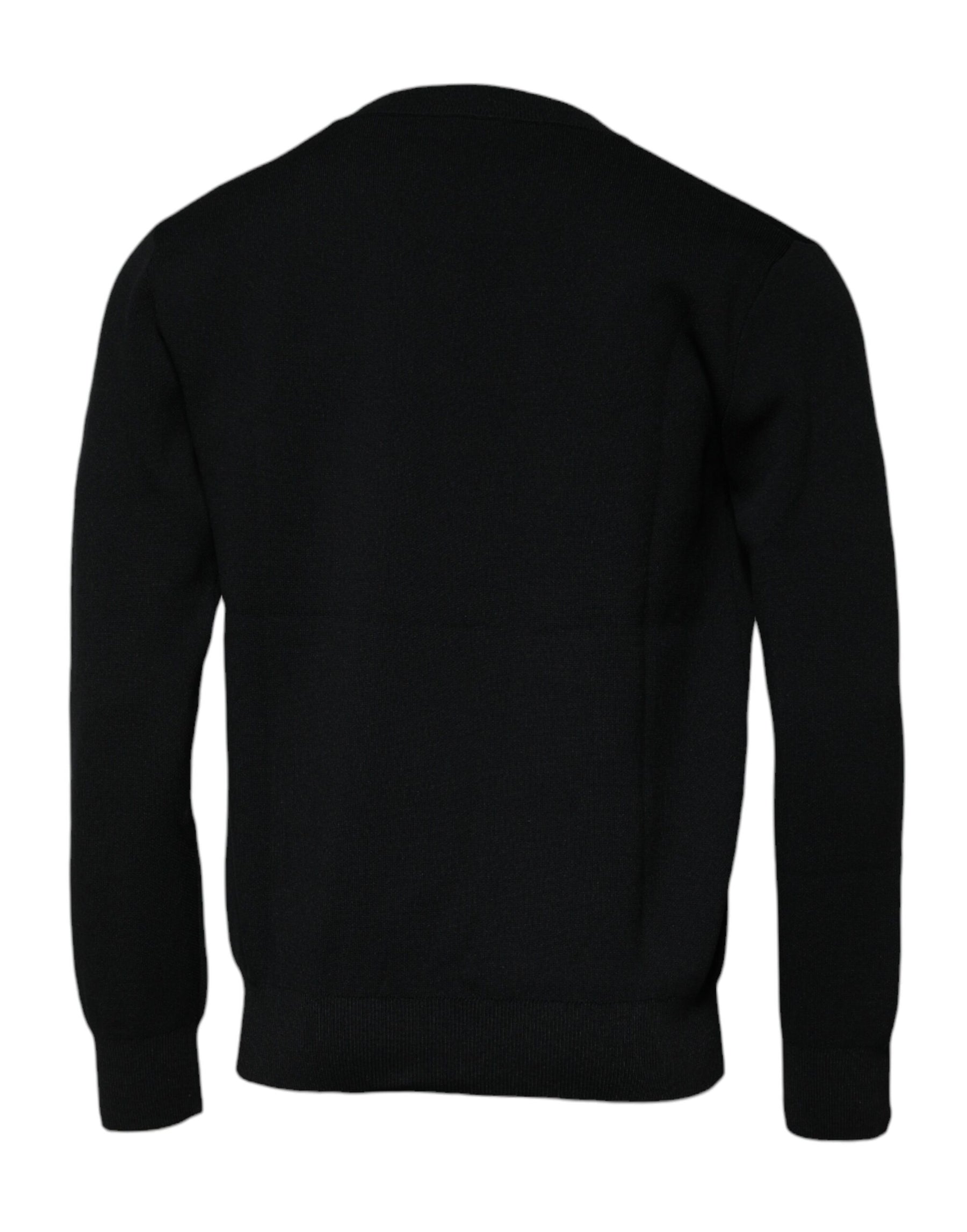 Dolce & Gabbana Black Nylon Logo Crew Neck Pullover Sweater | Regal Royce