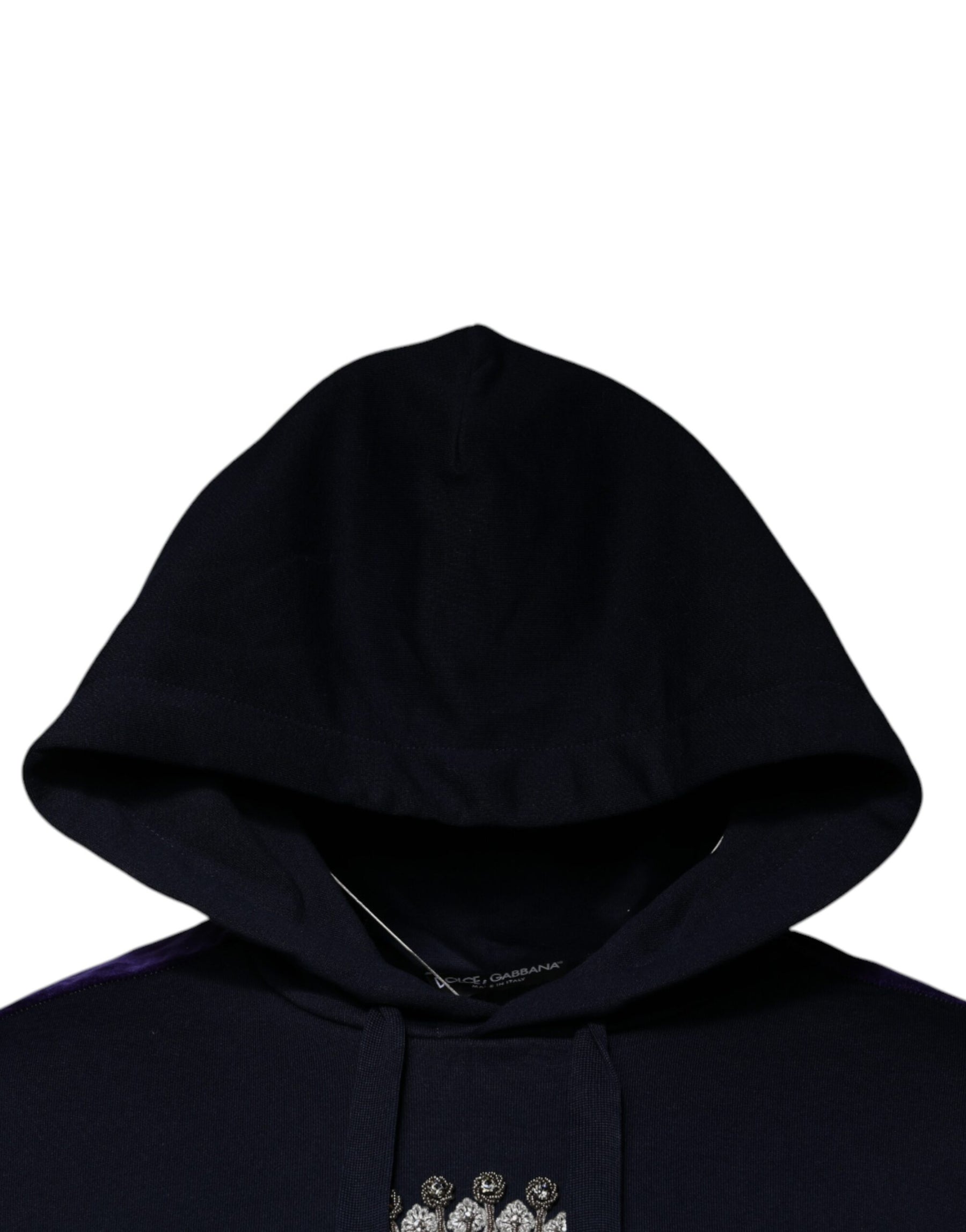 Dolce & Gabbana Blue Crown Cotton Hooded Sweatshirt Sweater | Regal Royce
