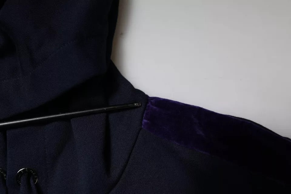 Dolce & Gabbana Blue Crown Cotton Hooded Sweatshirt Sweater | Regal Royce