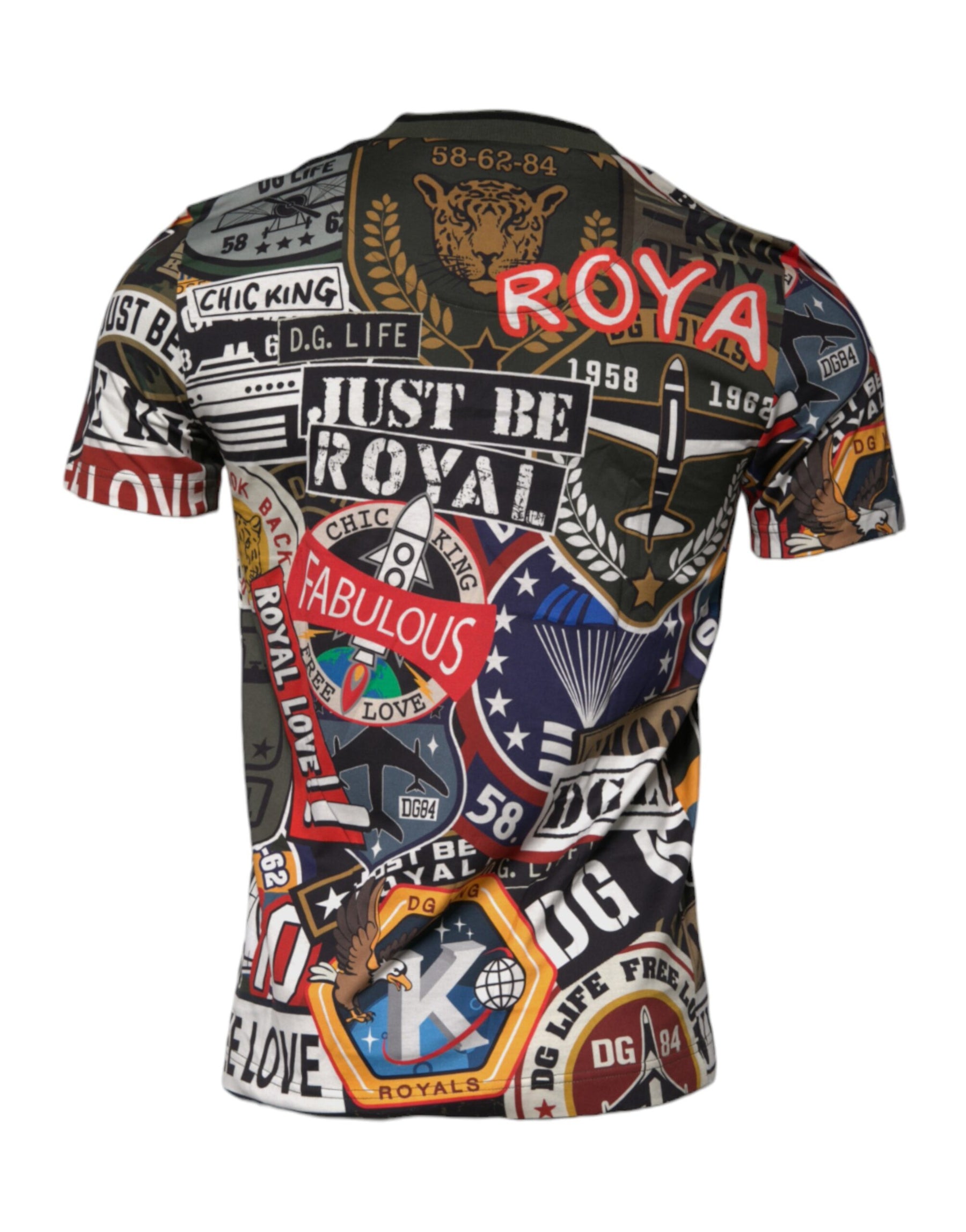 Dolce & Gabbana Multicolor Graphic Print Cotton Crew Neck T-shirt | Regal Royce