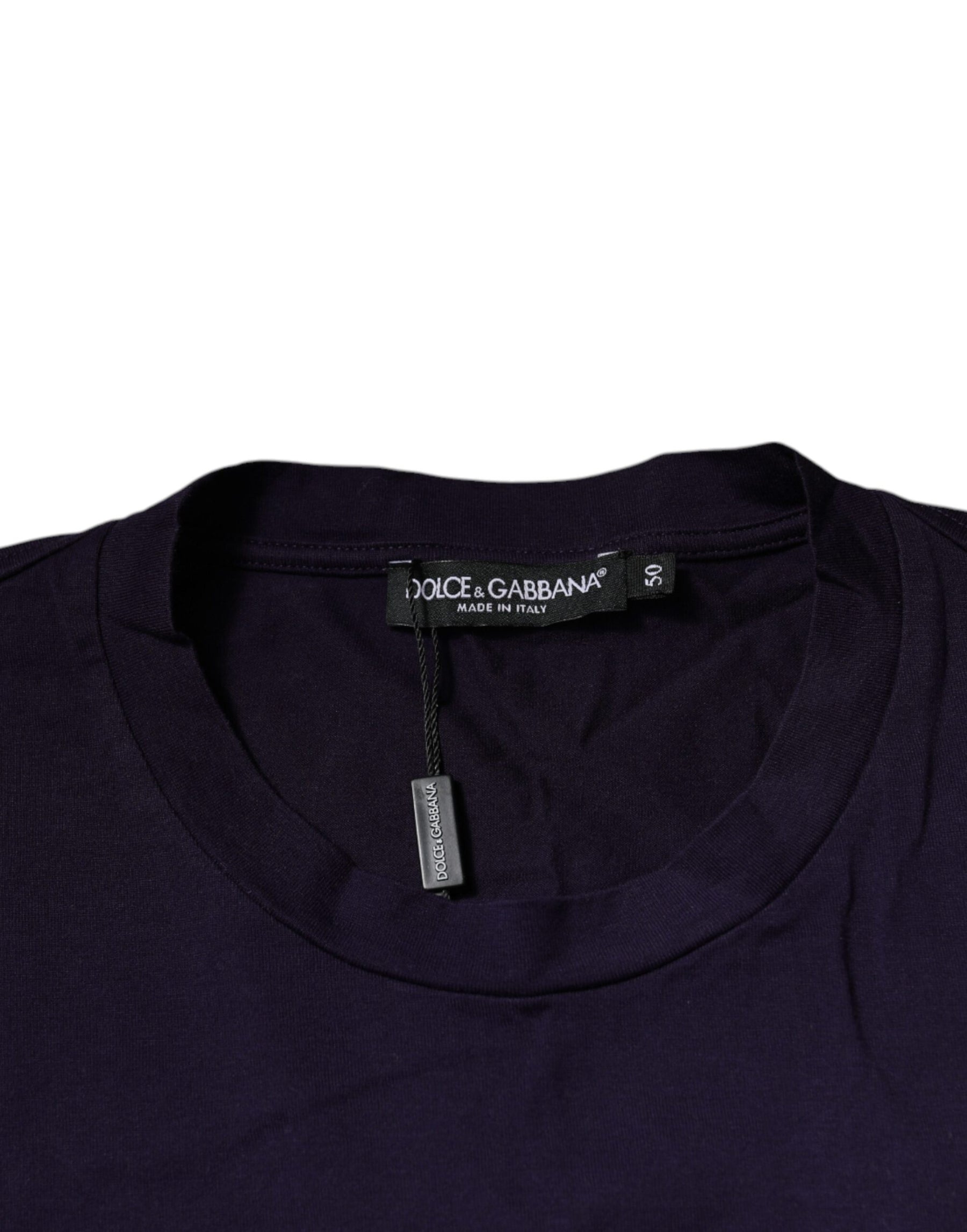 Dolce & Gabbana Purple DG Logo Cotton Crew Neck T-shirt | Regal Royce