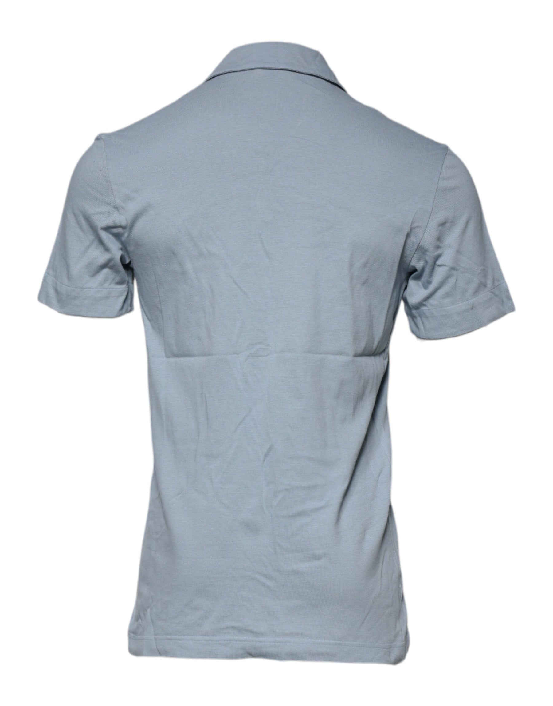 Dolce & Gabbana Blue Cotton Button Down Casual Men Polo Shirt | Regal Royce