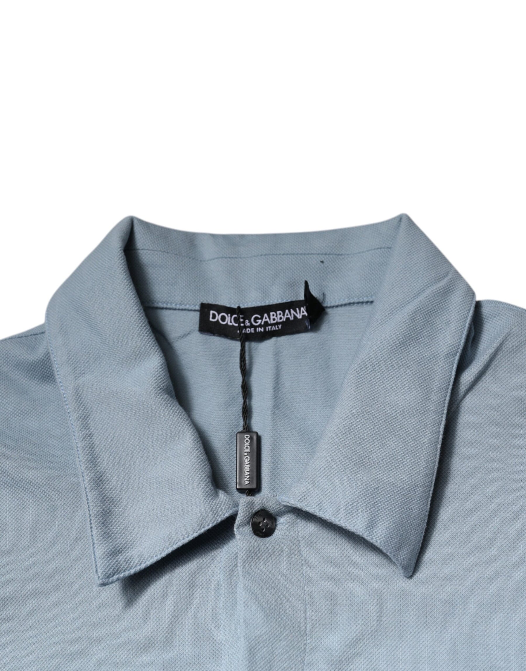 Dolce & Gabbana Blue Cotton Button Down Casual Men Polo Shirt | Regal Royce
