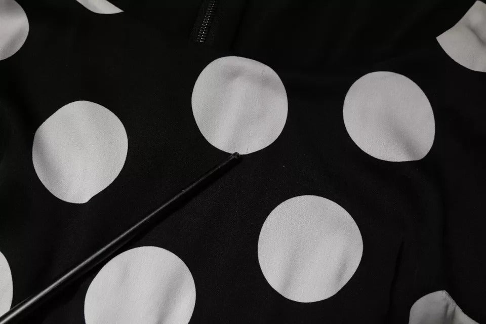 Dolce & Gabbana Black White Silk Polka Dots Sheath Midi Dress | Regal Royce