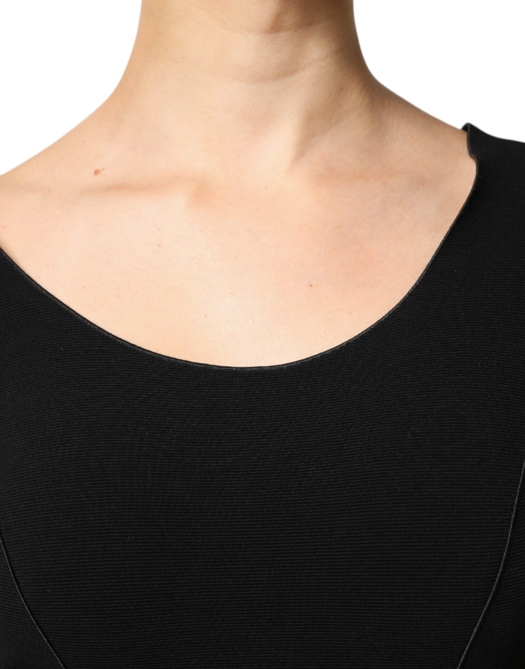 Emporio Armani Black Viscose Short Sleeves Sheath Midi Dress | Regal Royce