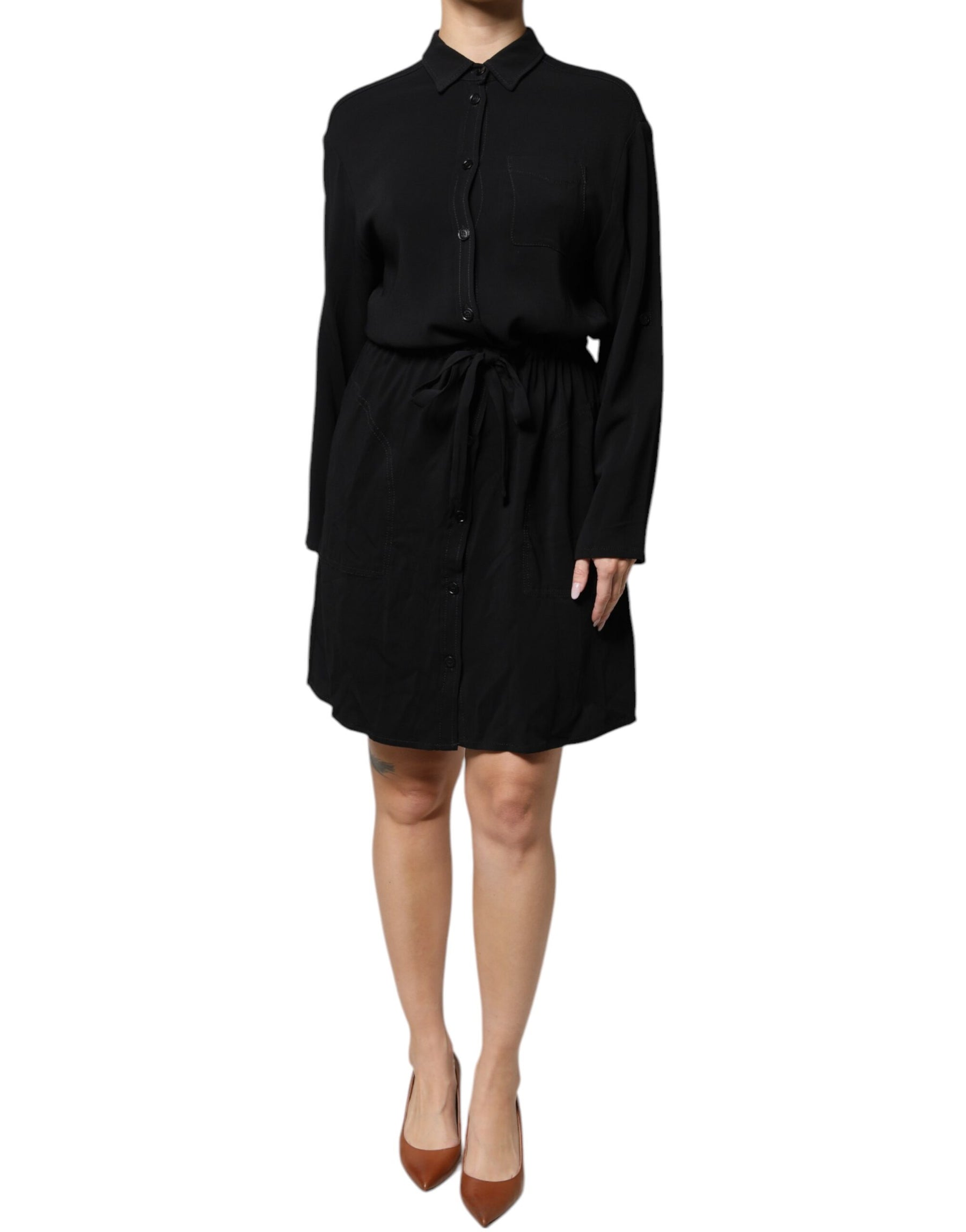 Emporio Armani Black Viscose Long Sleeves A-line Mini Dress | Regal Royce
