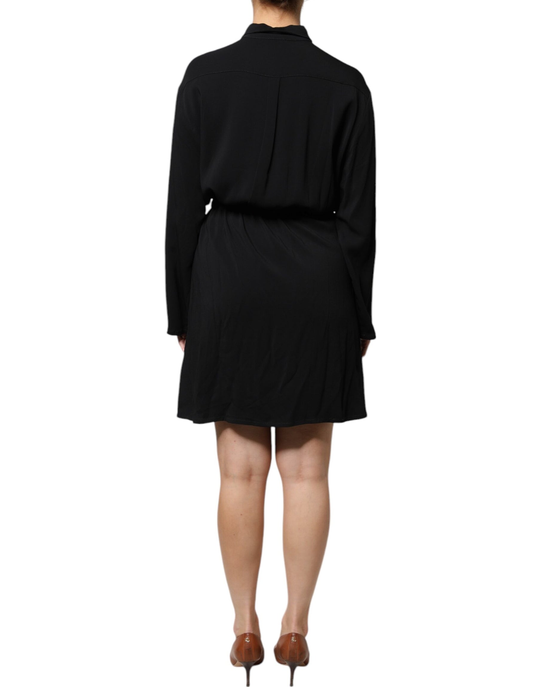 Emporio Armani Black Viscose Long Sleeves A-line Mini Dress | Regal Royce