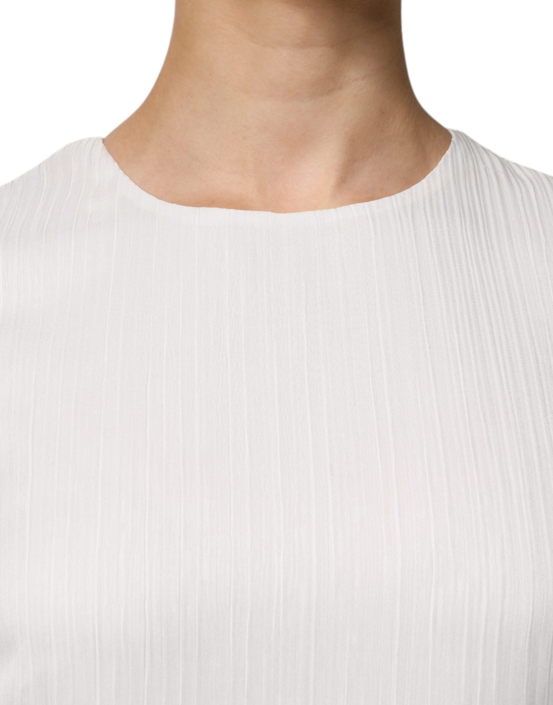 Peserico White Sleeveless Round Neck Shift Long Maxi Dress | Regal Royce