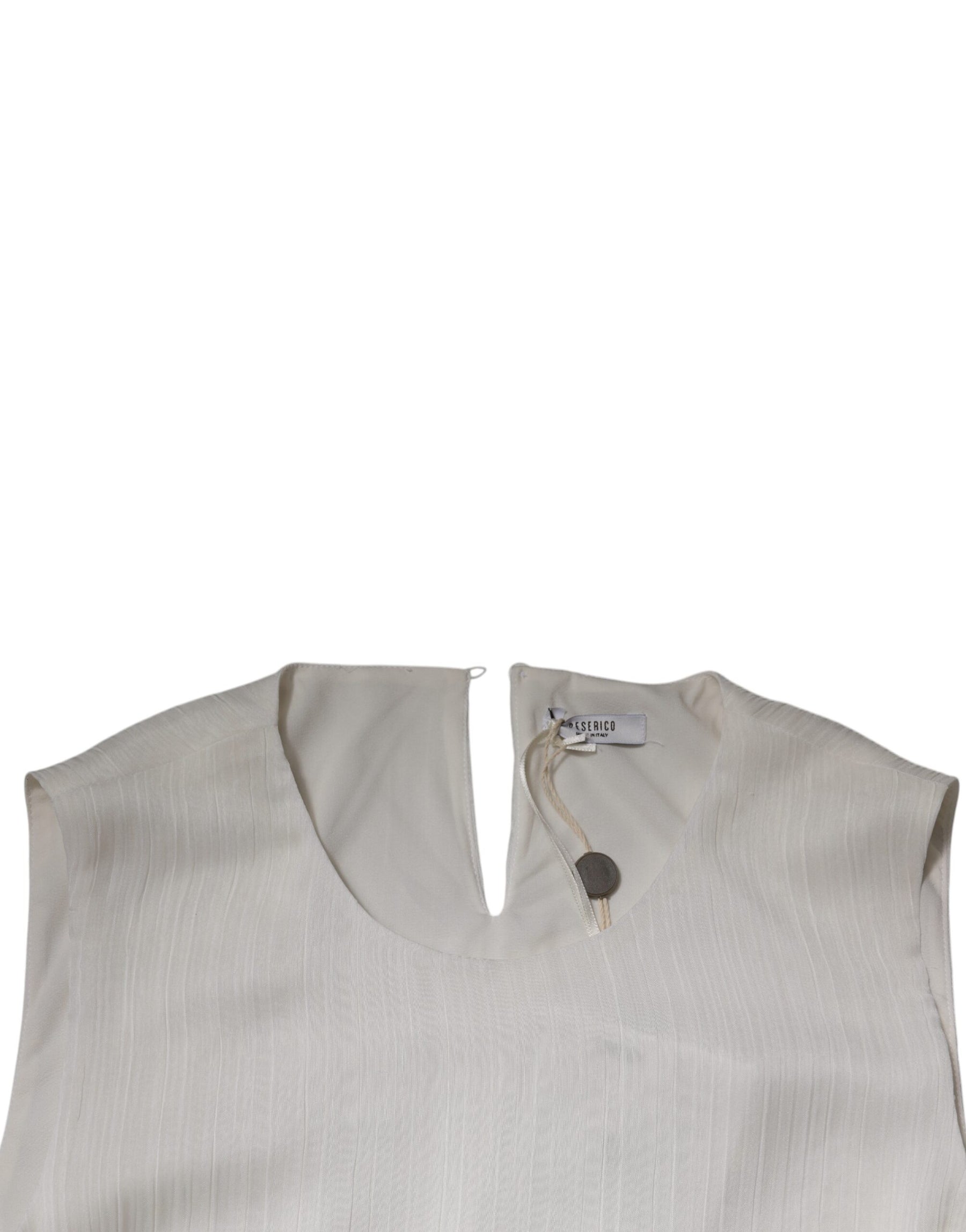 Peserico White Sleeveless Round Neck Shift Long Maxi Dress | Regal Royce