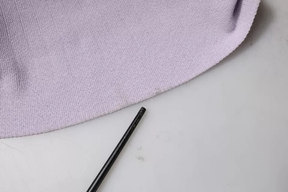 Blumarine Purple Short Sleeves Floral Lace Trim A-line Midi Dress | Regal Royce