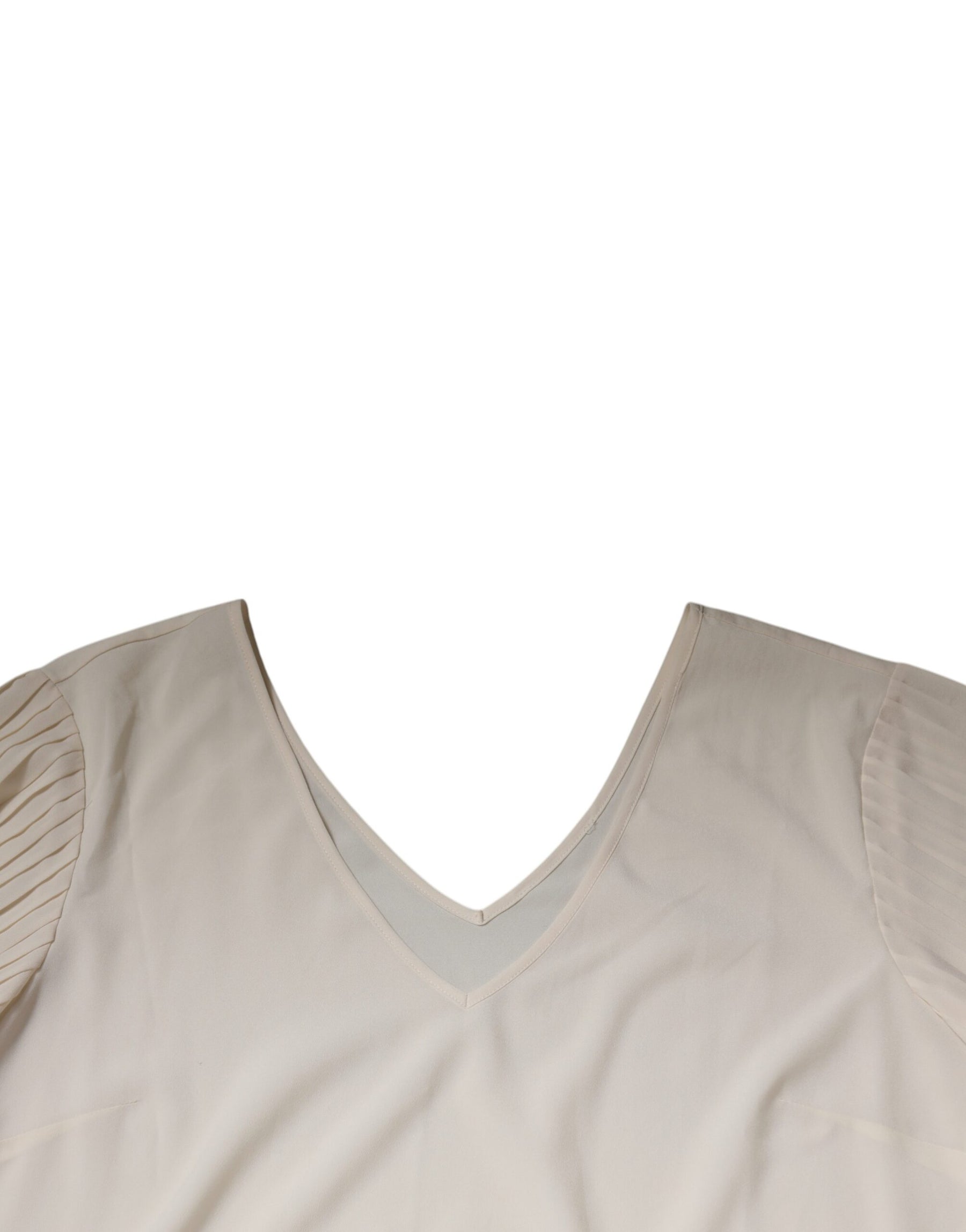 Peserico Off White Short Sleeves V-neck Shift Midi Dress | Regal Royce