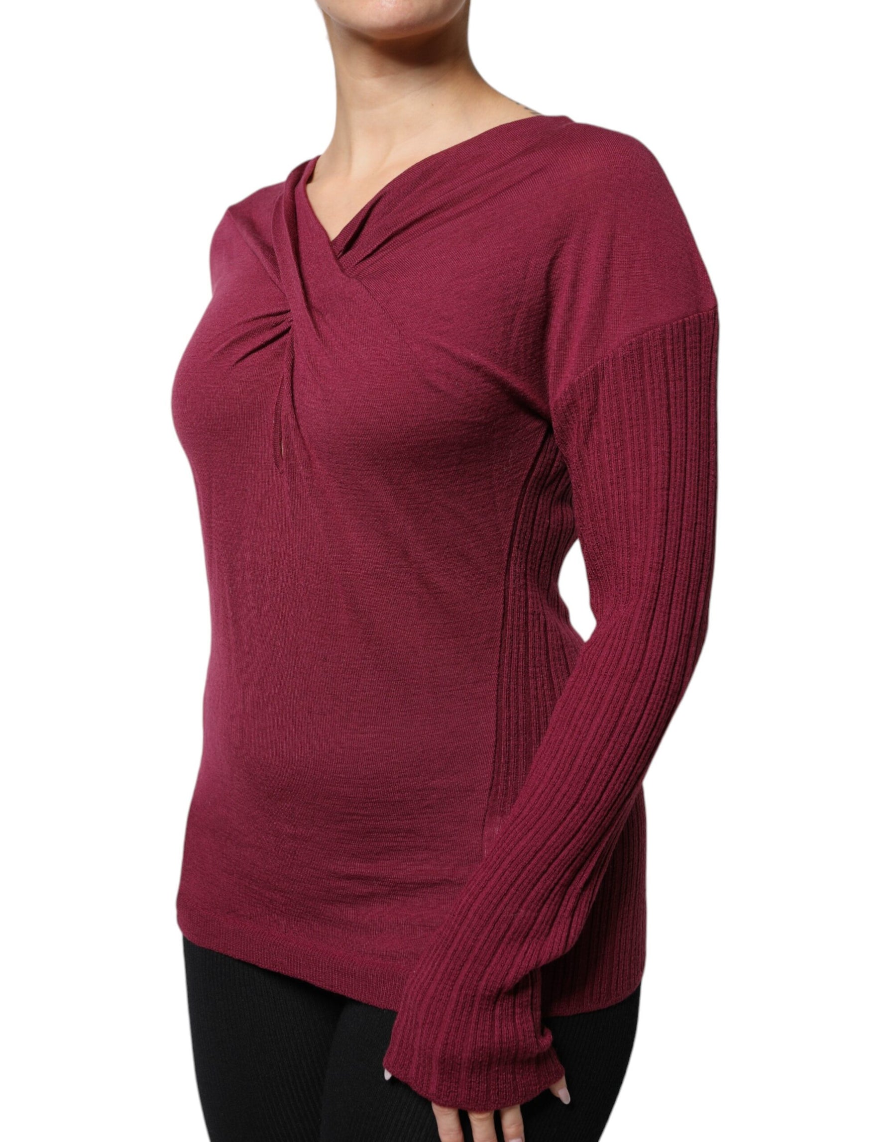 Roberto Cavalli Maroon Jumper Keyhole Knit Pullover Sweater | Regal Royce
