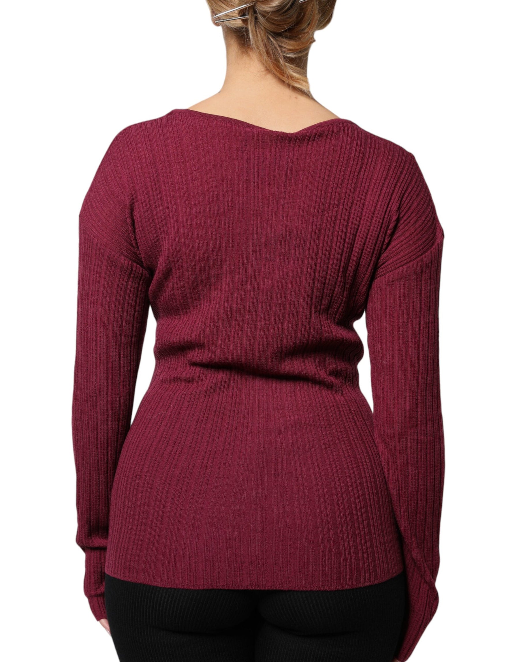 Roberto Cavalli Maroon Jumper Keyhole Knit Pullover Sweater | Regal Royce
