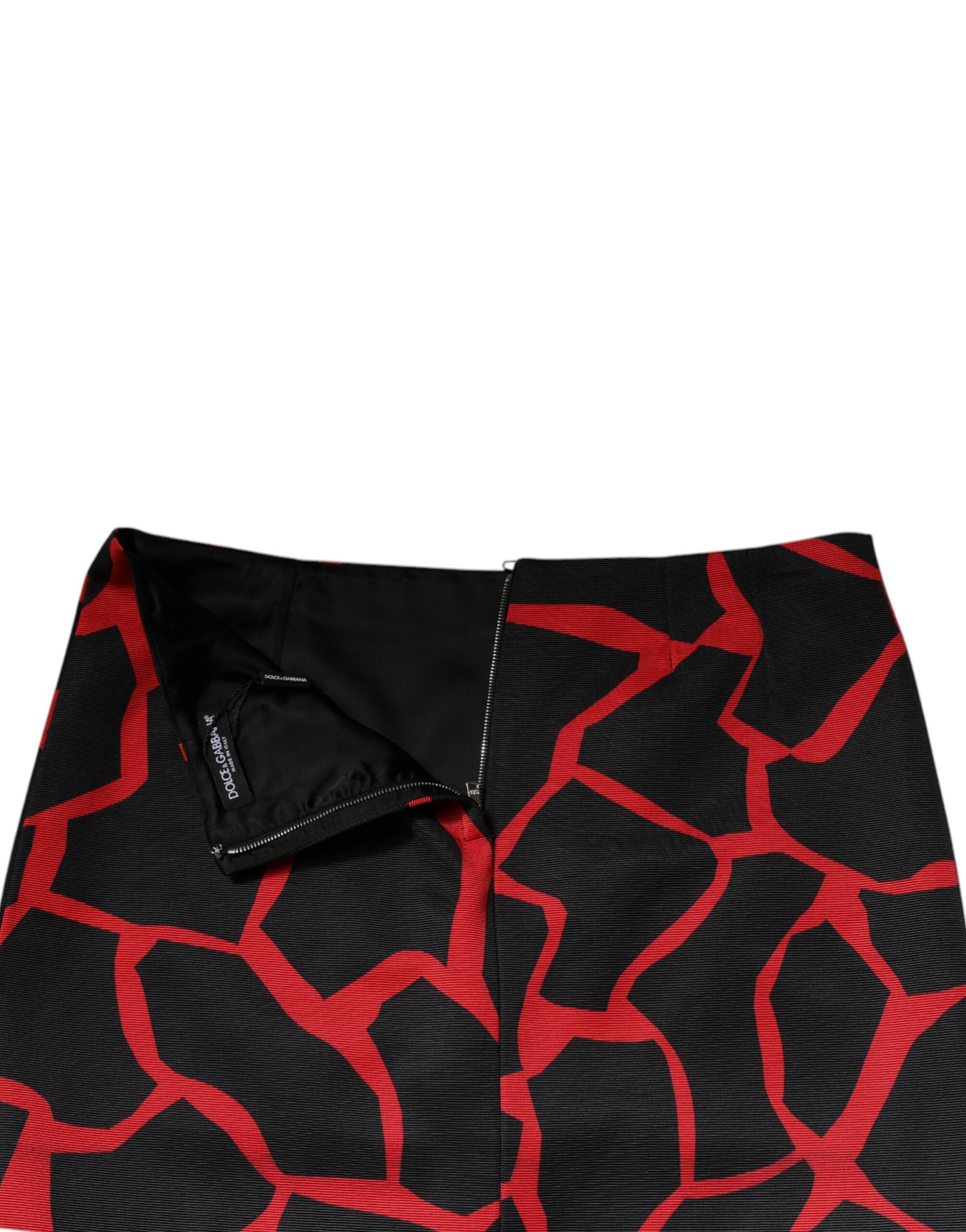Dolce & Gabbana Black Red Abstract Mid Waist A-line Mini Skirt | Regal Royce