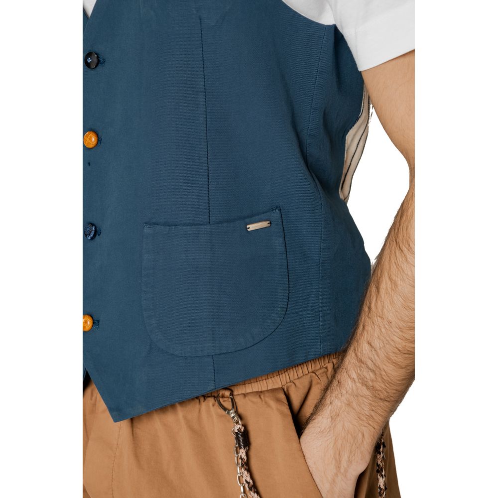 Gianni Lupo Blue Cotton Waistcoat | Regal Royce