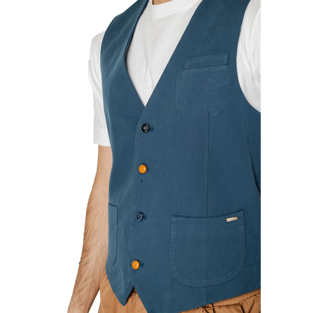 Gianni Lupo Blue Cotton Waistcoat | Regal Royce