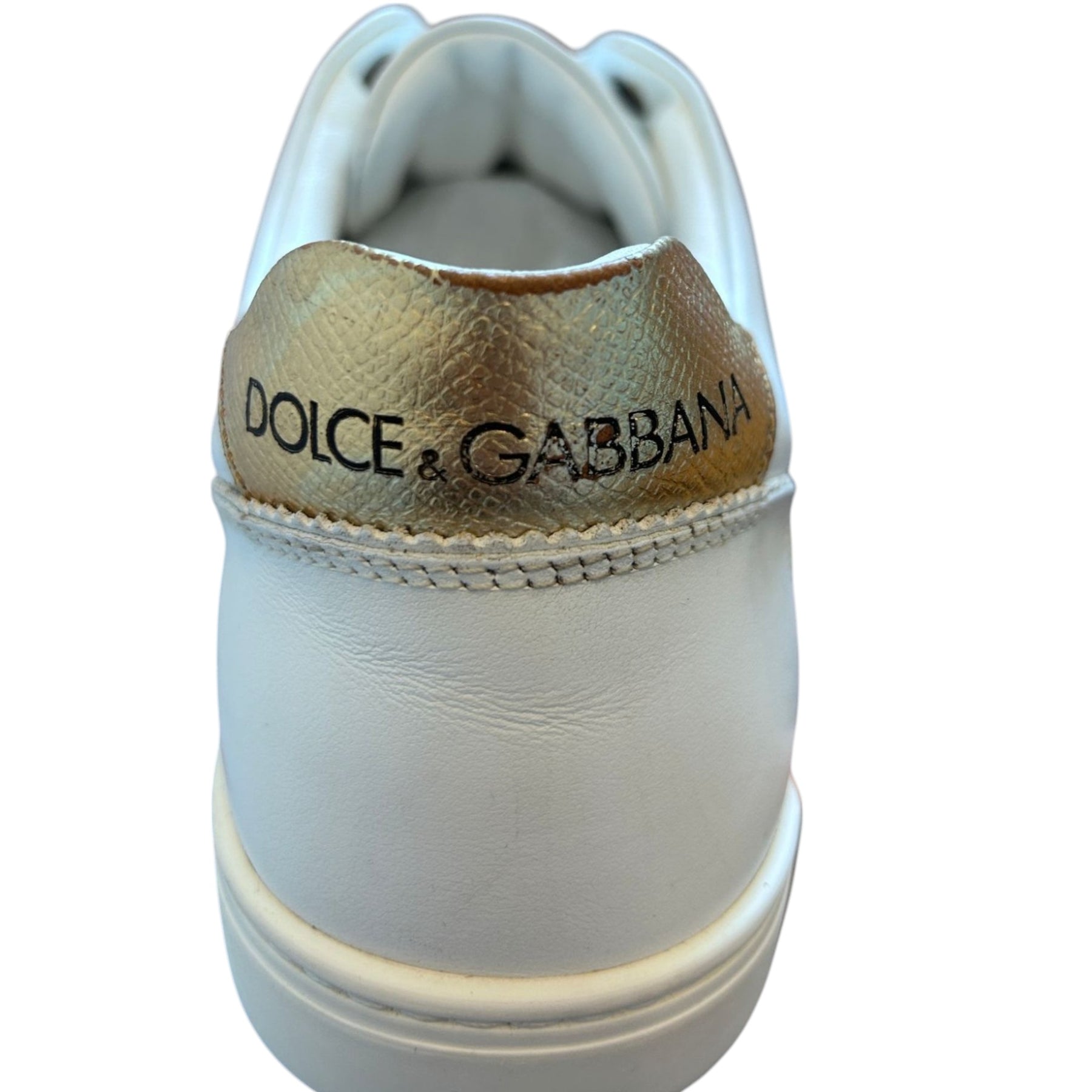 Dolce & Gabbana White Leather Heart Embellished Sneakers Shoes | Regal Royce
