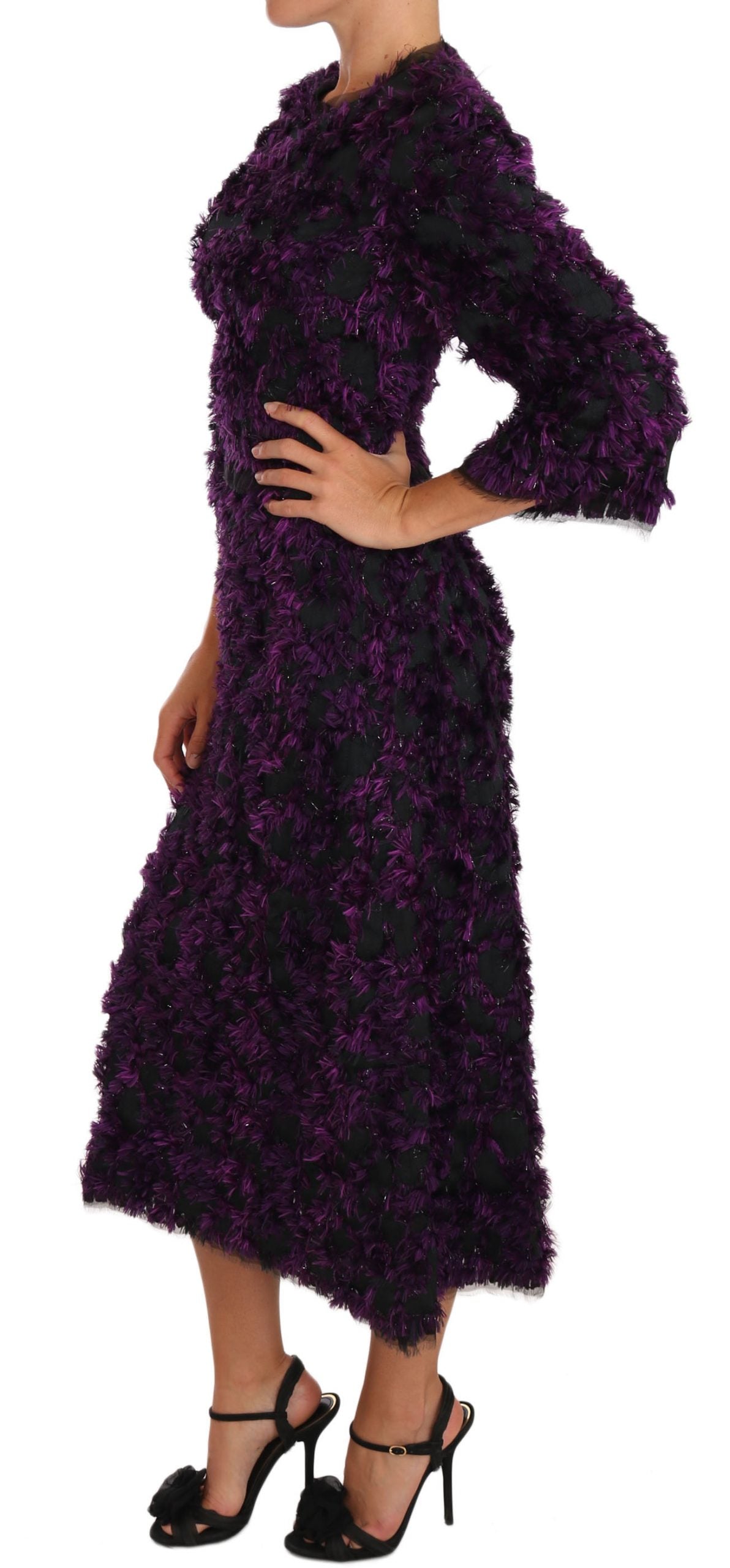 Dolce & Gabbana Purple Fringe Midi Sheath Dress | Regal Royce