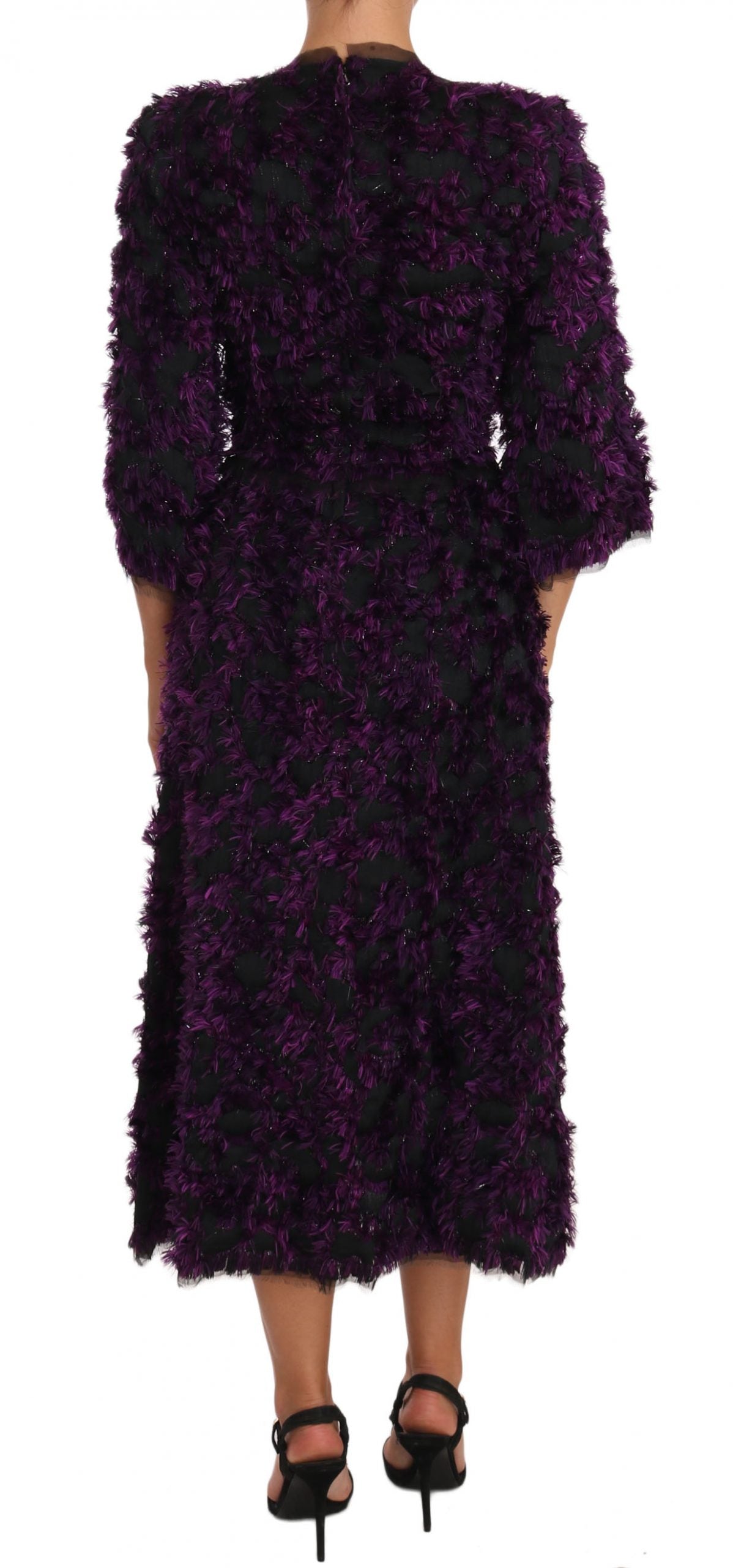 Dolce & Gabbana Purple Fringe Midi Sheath Dress | Regal Royce