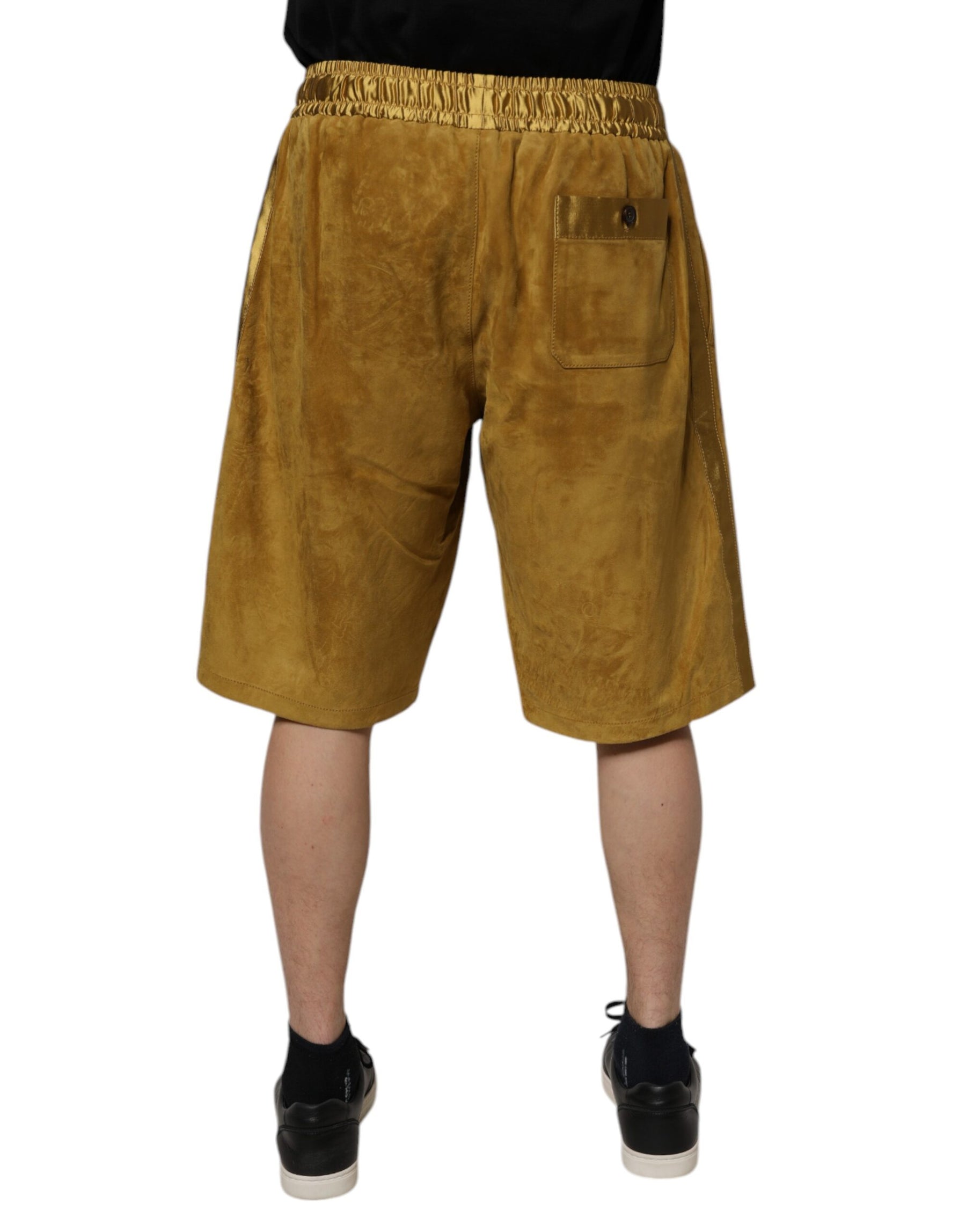 Dolce & Gabbana Brown Lambskin Suede Men Bermuda Shorts | Regal Royce