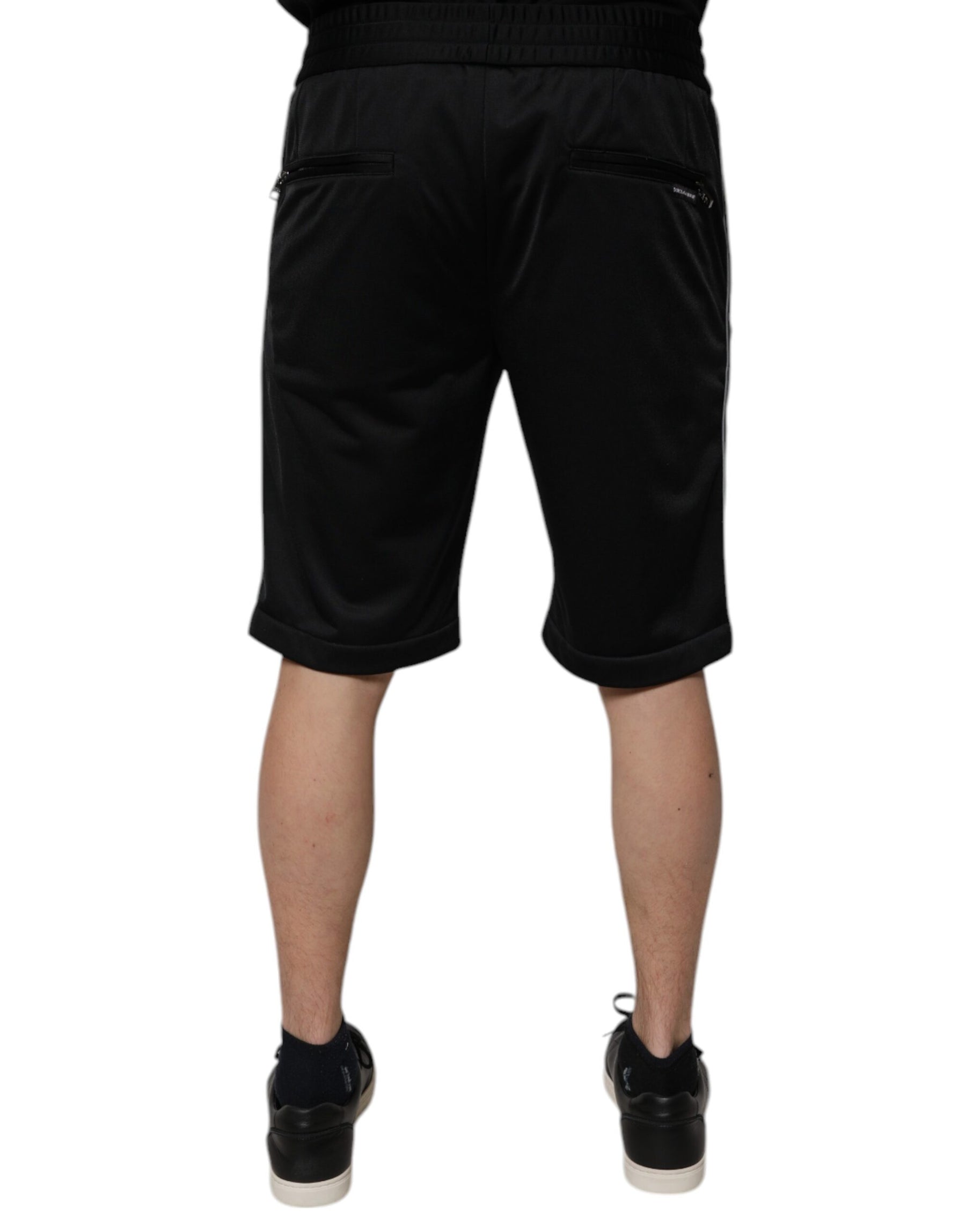 Dolce & Gabbana Black Polyester Mid Waist Men Bermuda Shorts | Regal Royce