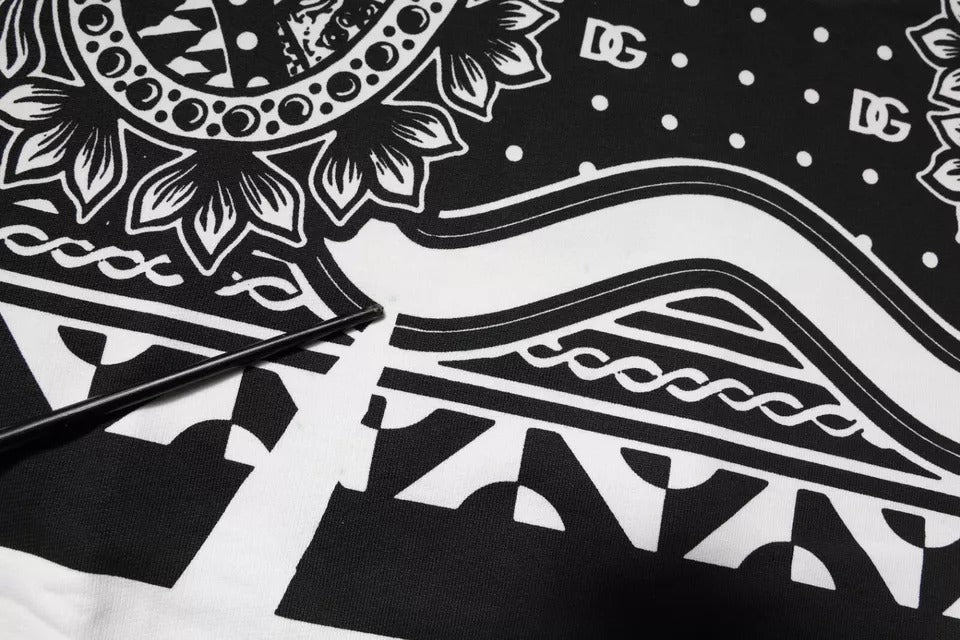 Dolce & Gabbana White Black Printed Cotton Sweatshirt Sweater | Regal Royce