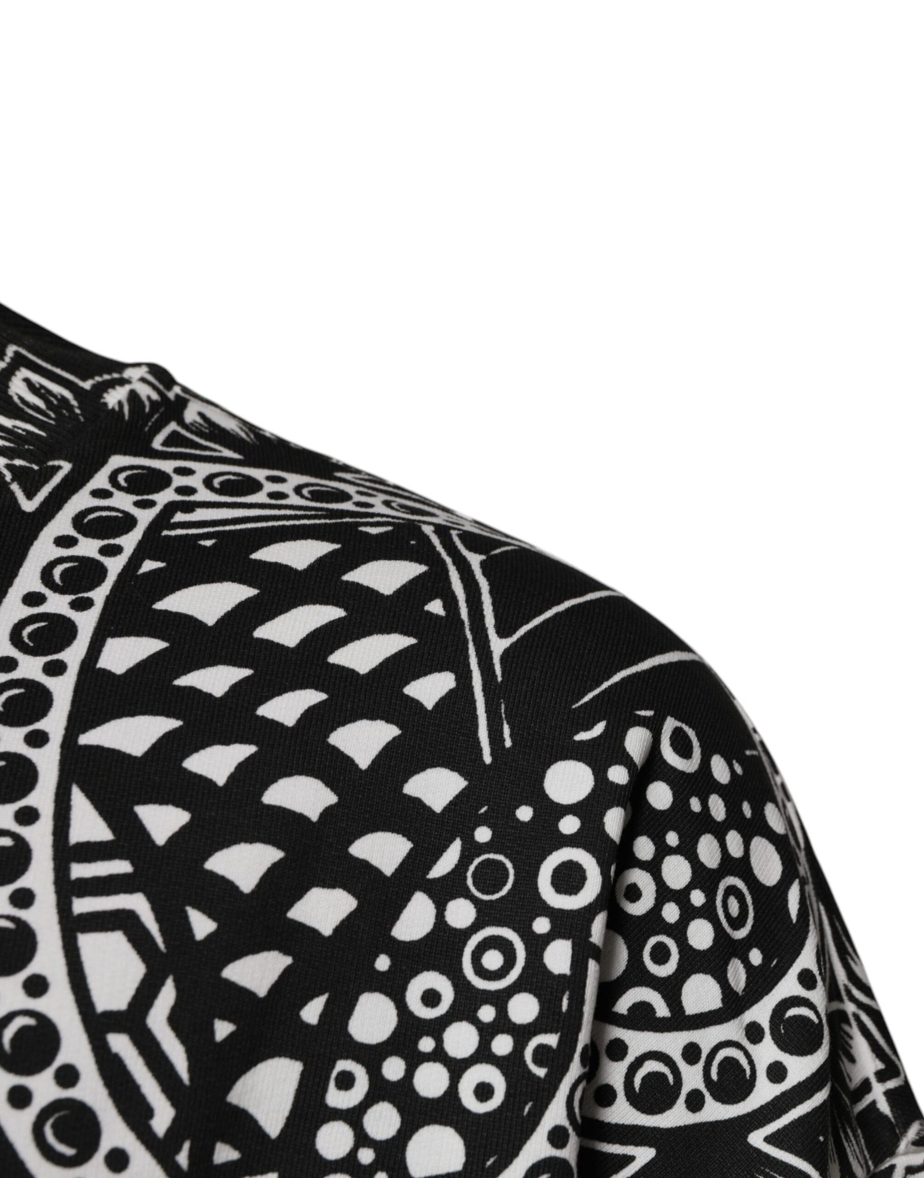 Dolce & Gabbana White Black Print Cotton Sweatshirt Sweater | Regal Royce