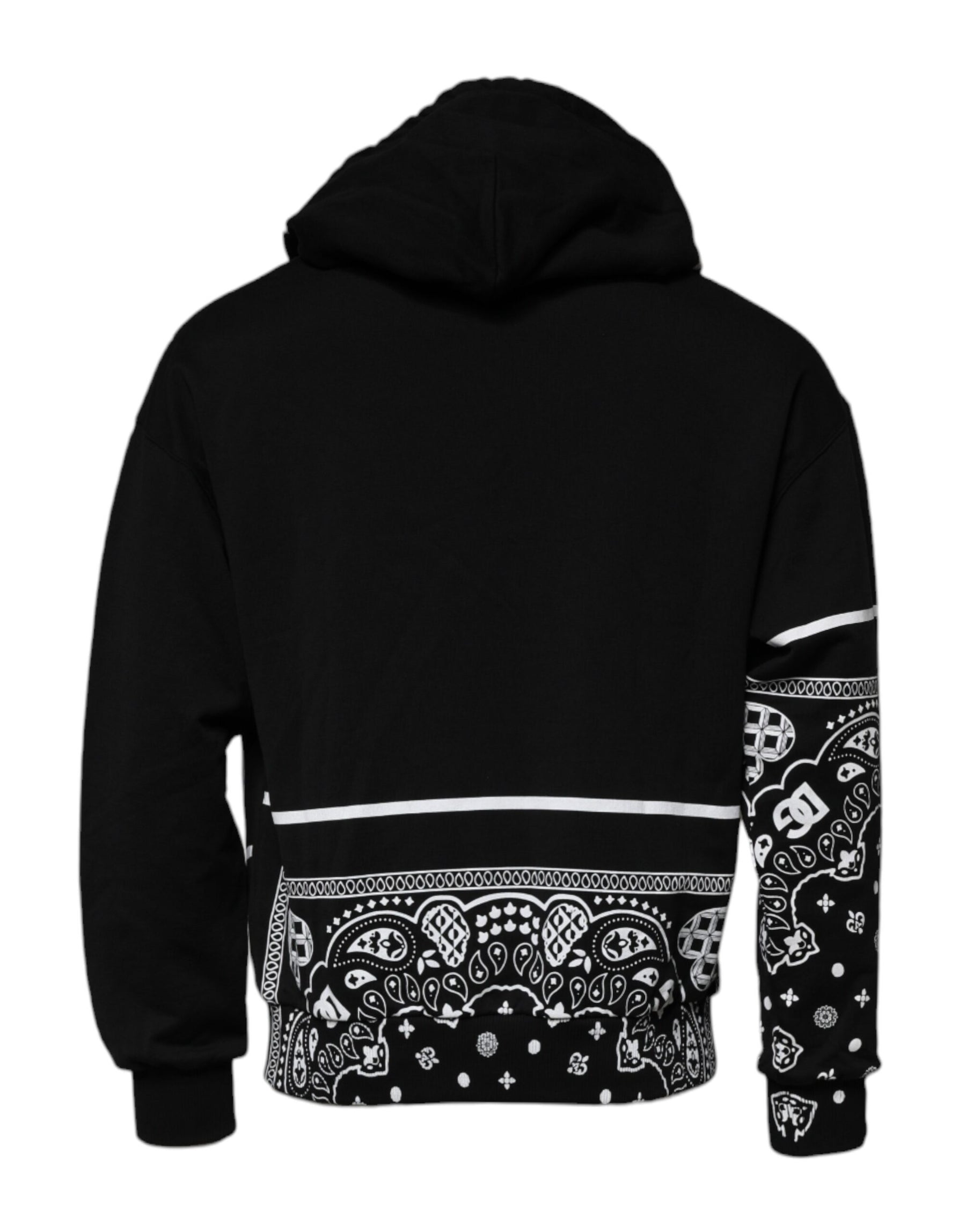 Dolce & Gabbana Black Bandana Hooded Men Sweatshirt Sweater | Regal Royce