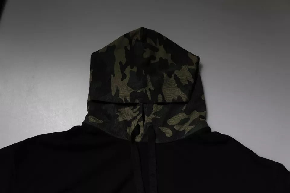 Dolce & Gabbana Black Camouflage Hooded Sweatshirt Sweater | Regal Royce