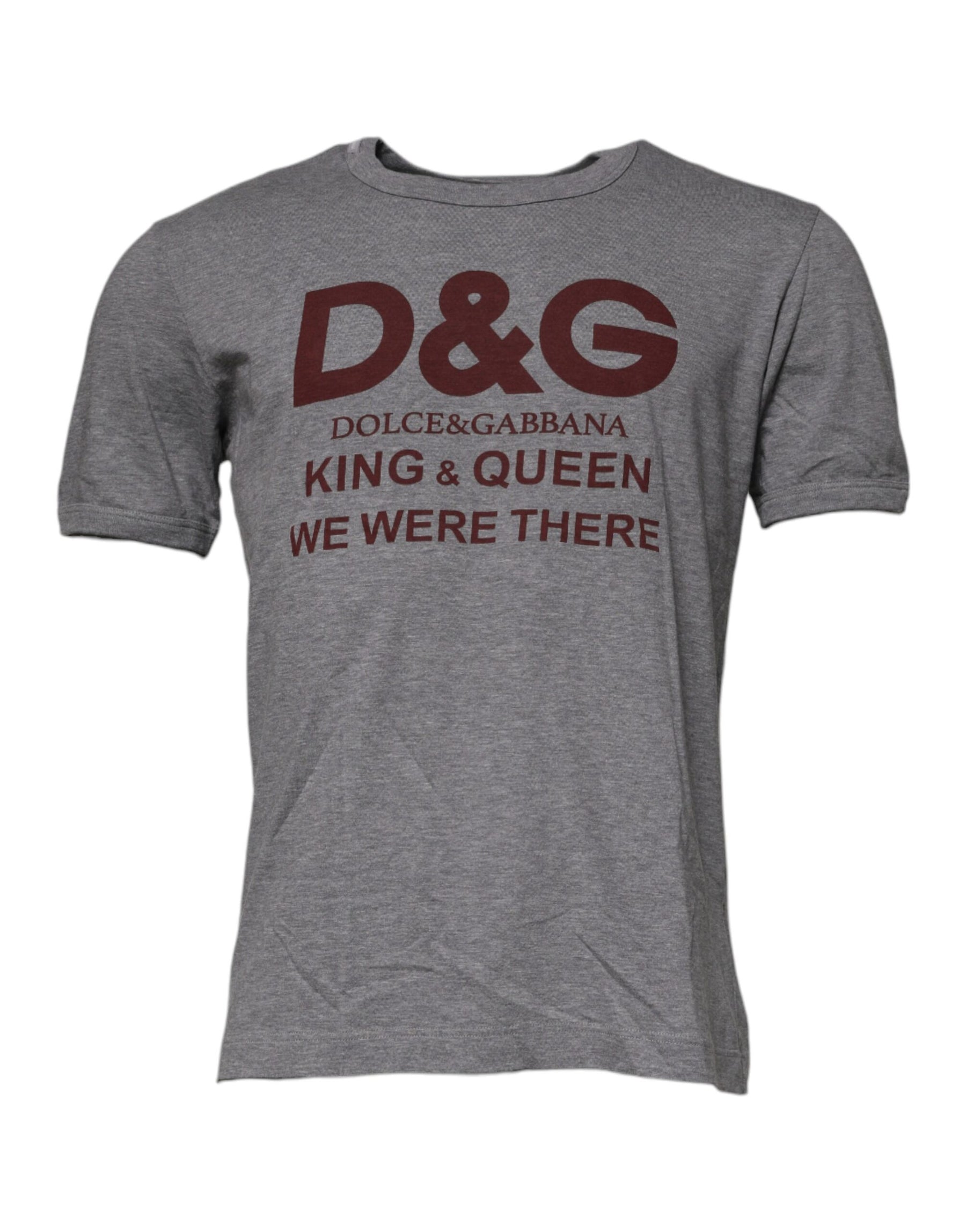 Dolce & Gabbana Gray Logo Print Cotton Crew Neck Men T-shirt | Regal Royce