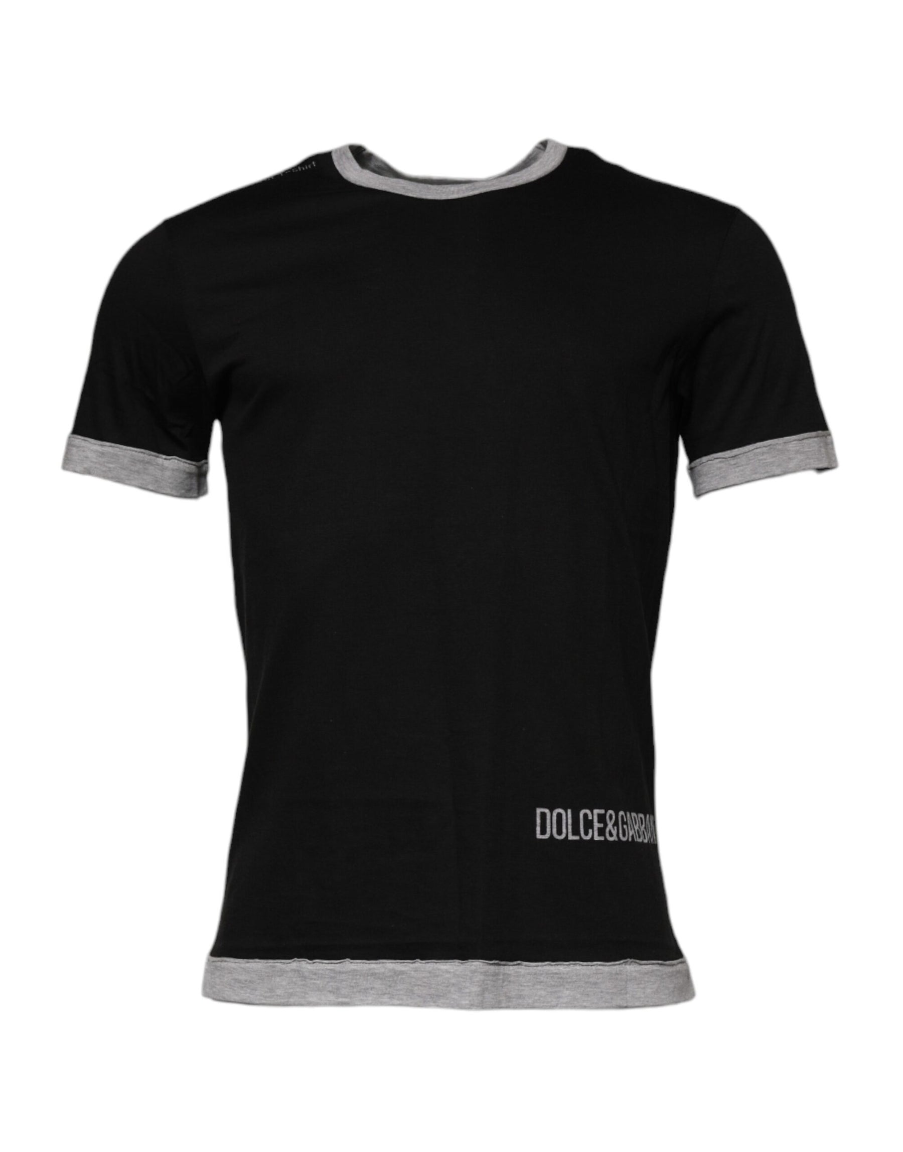 Dolce & Gabbana Black Logo Cotton Crew Neck Men Tee T-shirt | Regal Royce