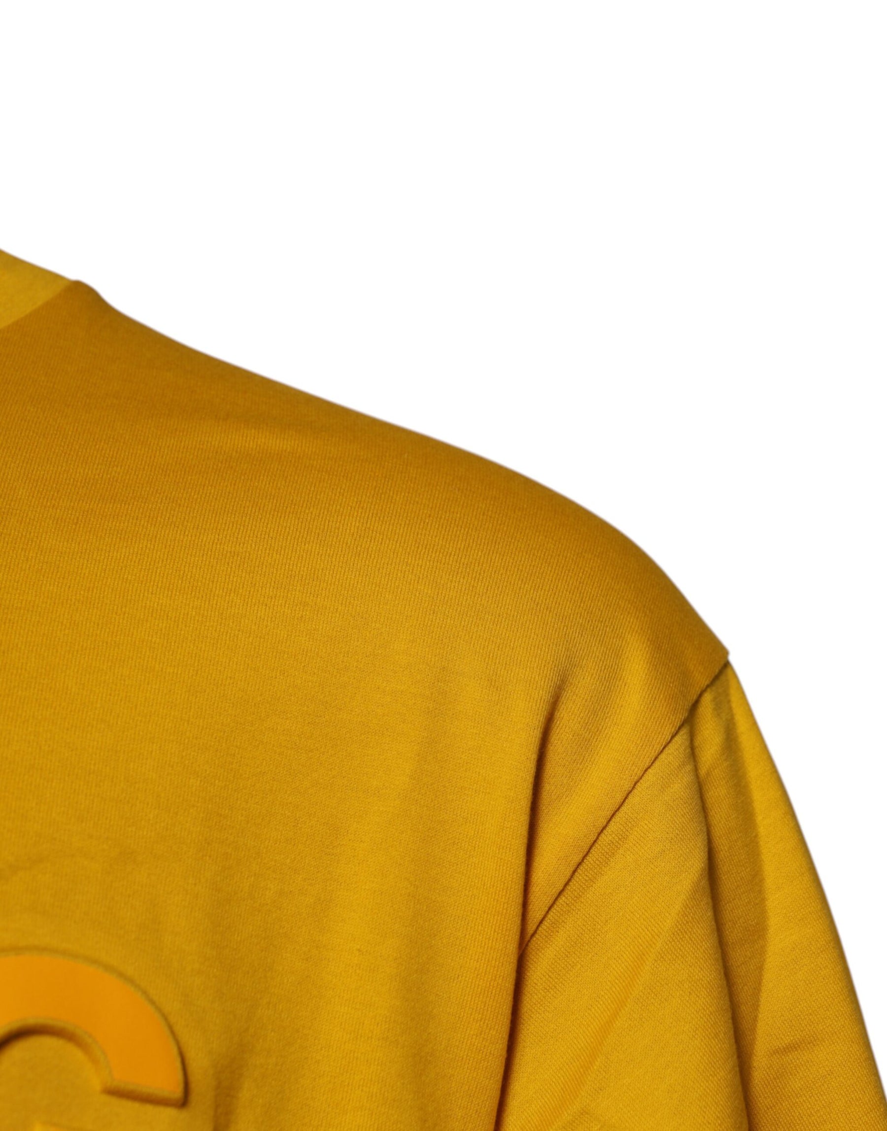 Dolce & Gabbana Dark Yellow Logo Cotton Men Crew Neck T-shirt | Regal Royce