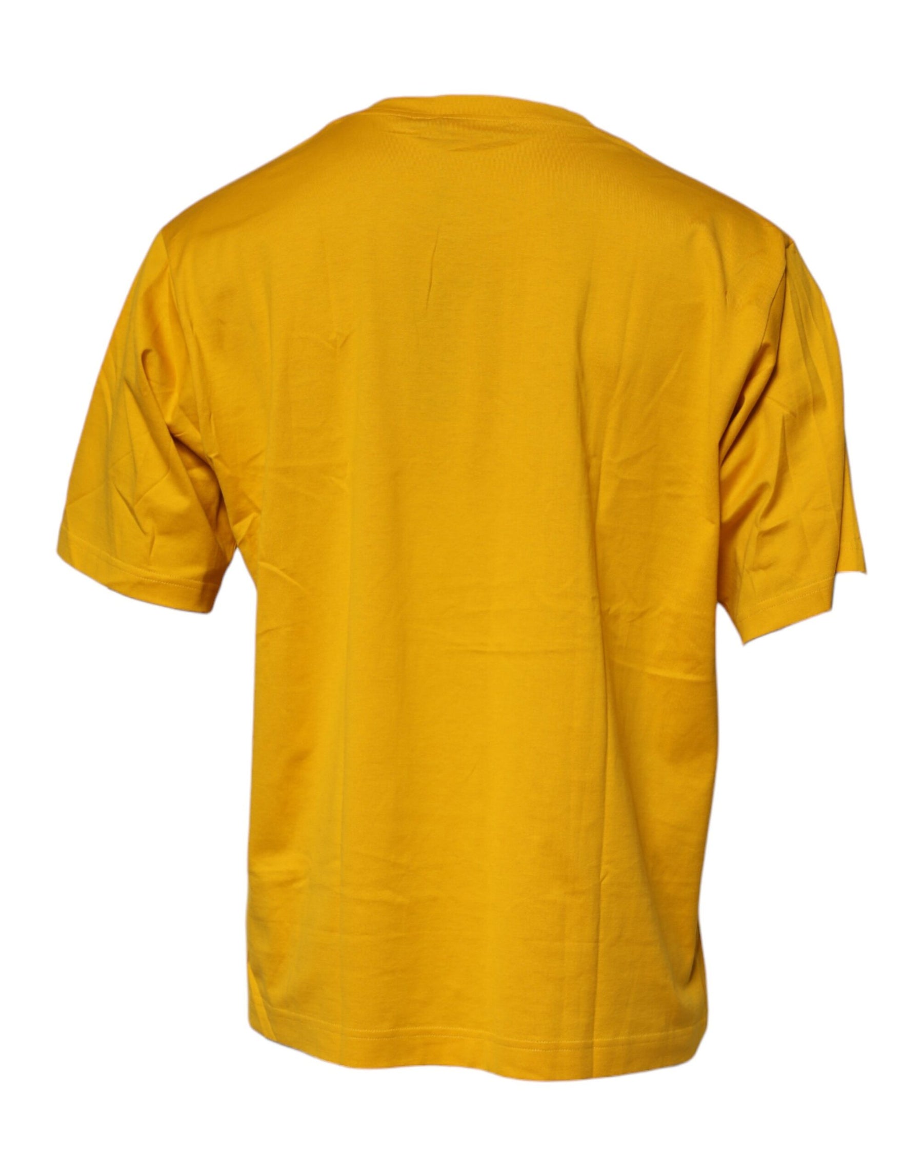 Dolce & Gabbana Dark Yellow Logo Cotton Men Crew Neck T-shirt | Regal Royce