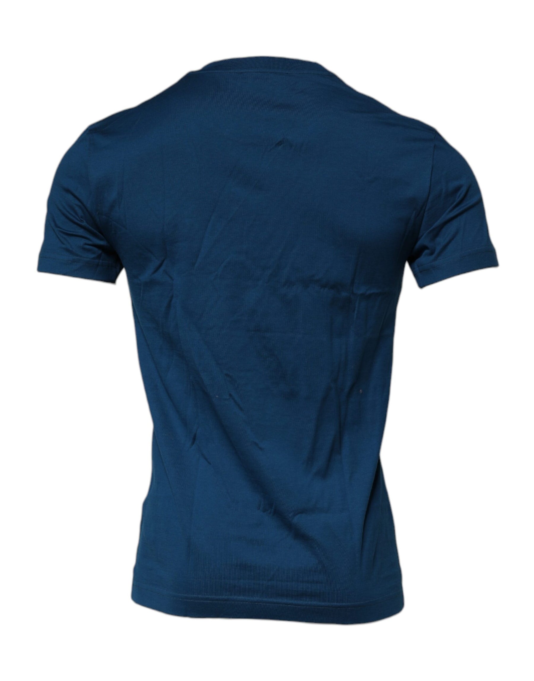 Dolce & Gabbana Blue Crown Bee Cotton Men Crew Neck T-shirt | Regal Royce