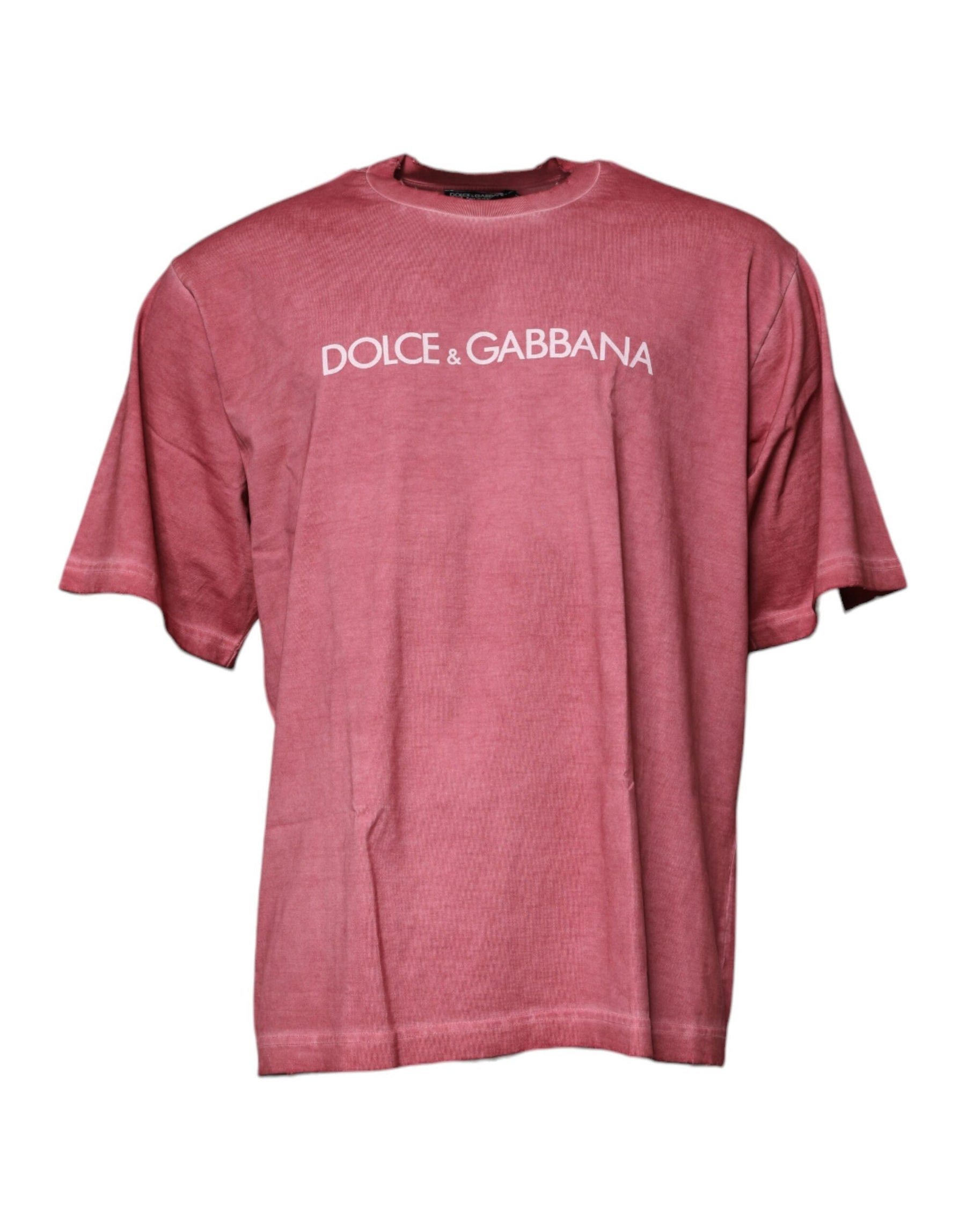 Dolce & Gabbana Pink Logo Print Cotton Crew Neck T-shirt | Regal Royce