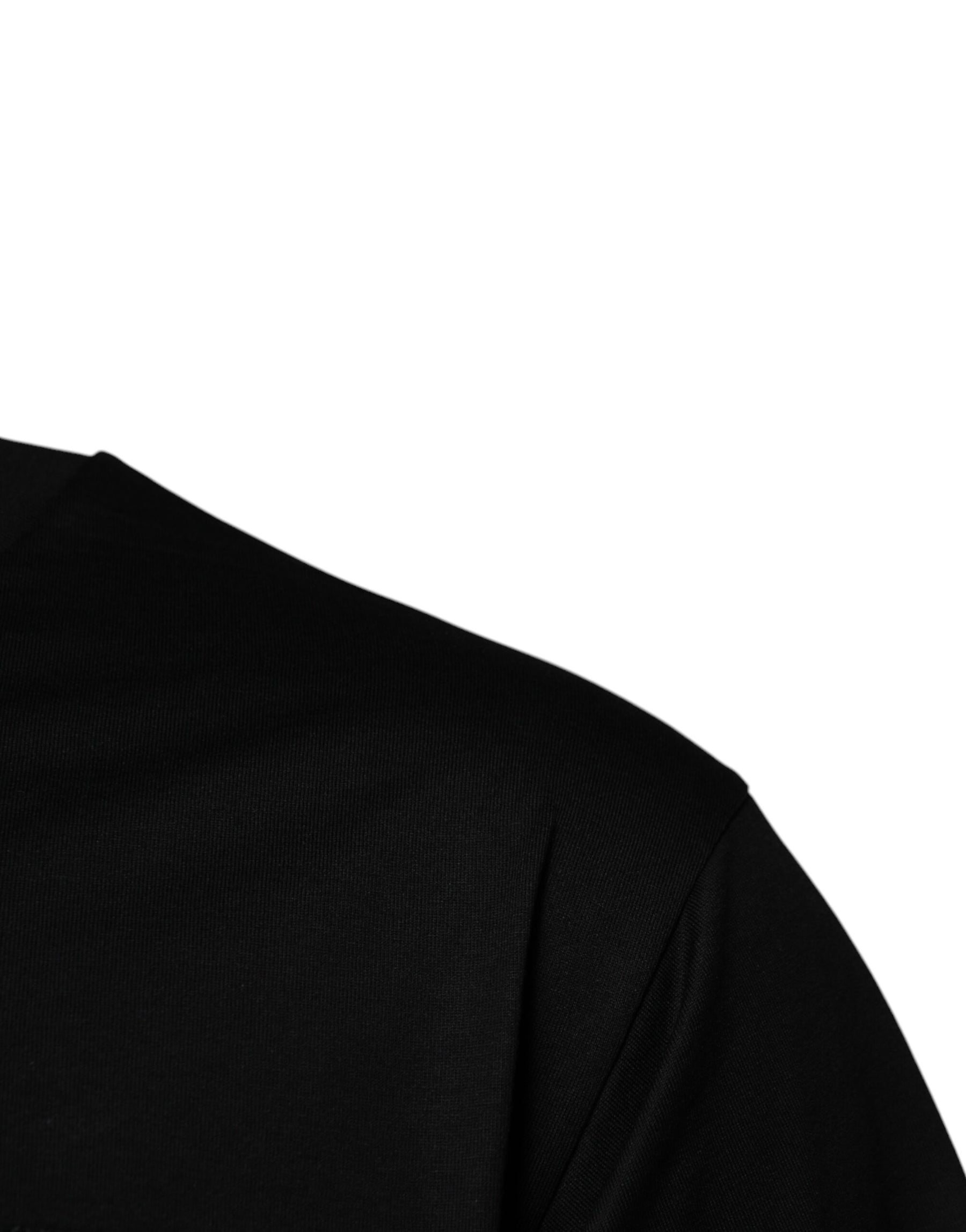 Dolce & Gabbana Black Logo Patch Cotton Crew Neck T-shirt | Regal Royce