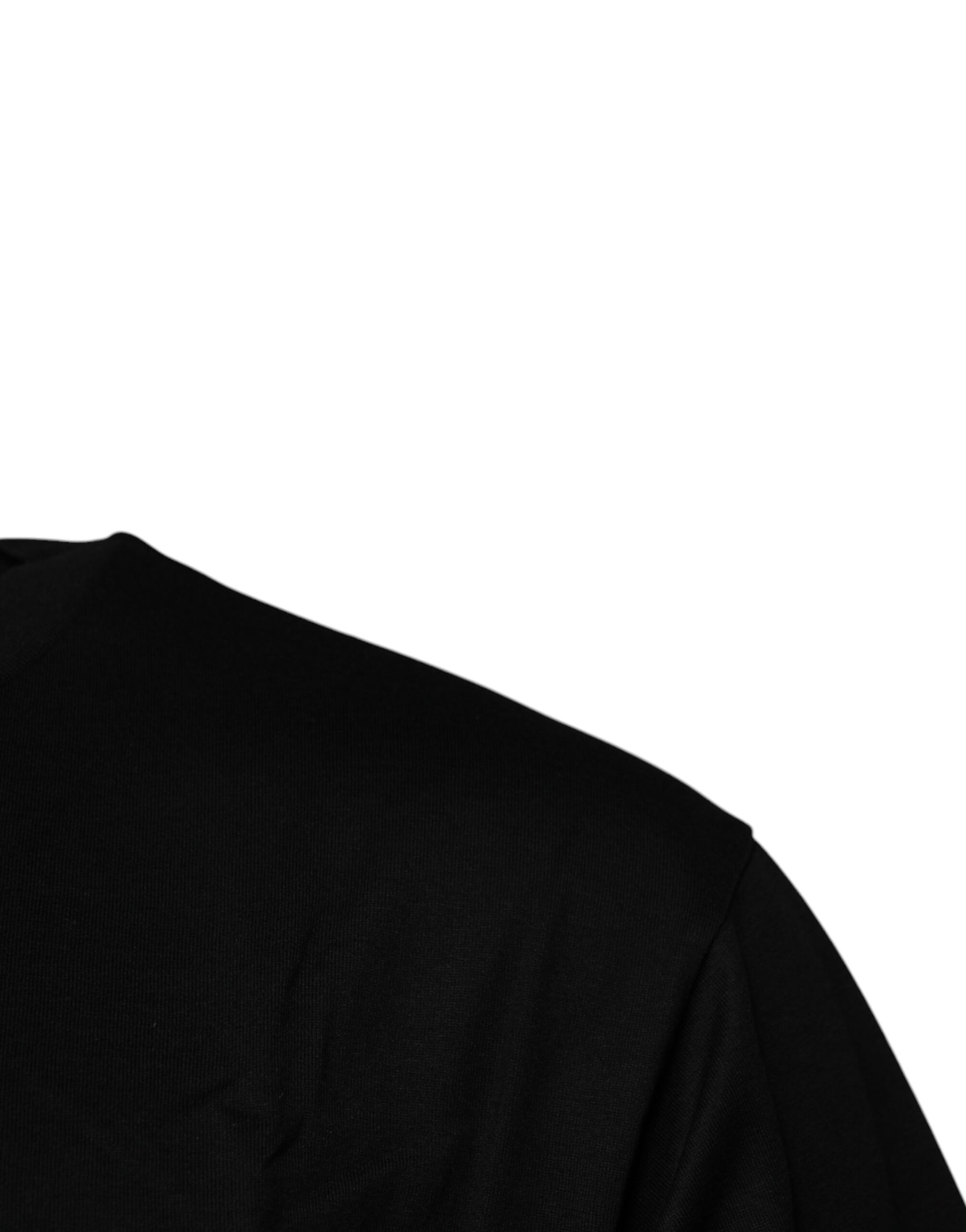 Dolce & Gabbana Black Logo Patch Cotton Crew Neck T-shirt | Regal Royce