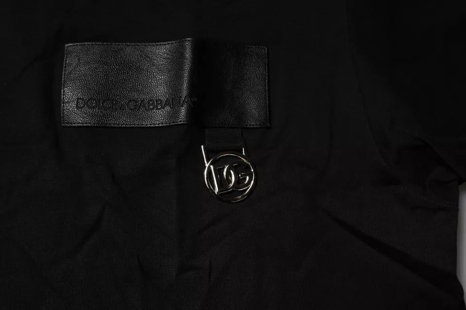 Dolce & Gabbana Black Logo Patch Cotton Crew Neck T-shirt | Regal Royce