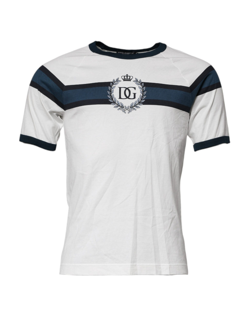 Dolce & Gabbana White Logo Print Cotton Men Crew Neck T-shirt