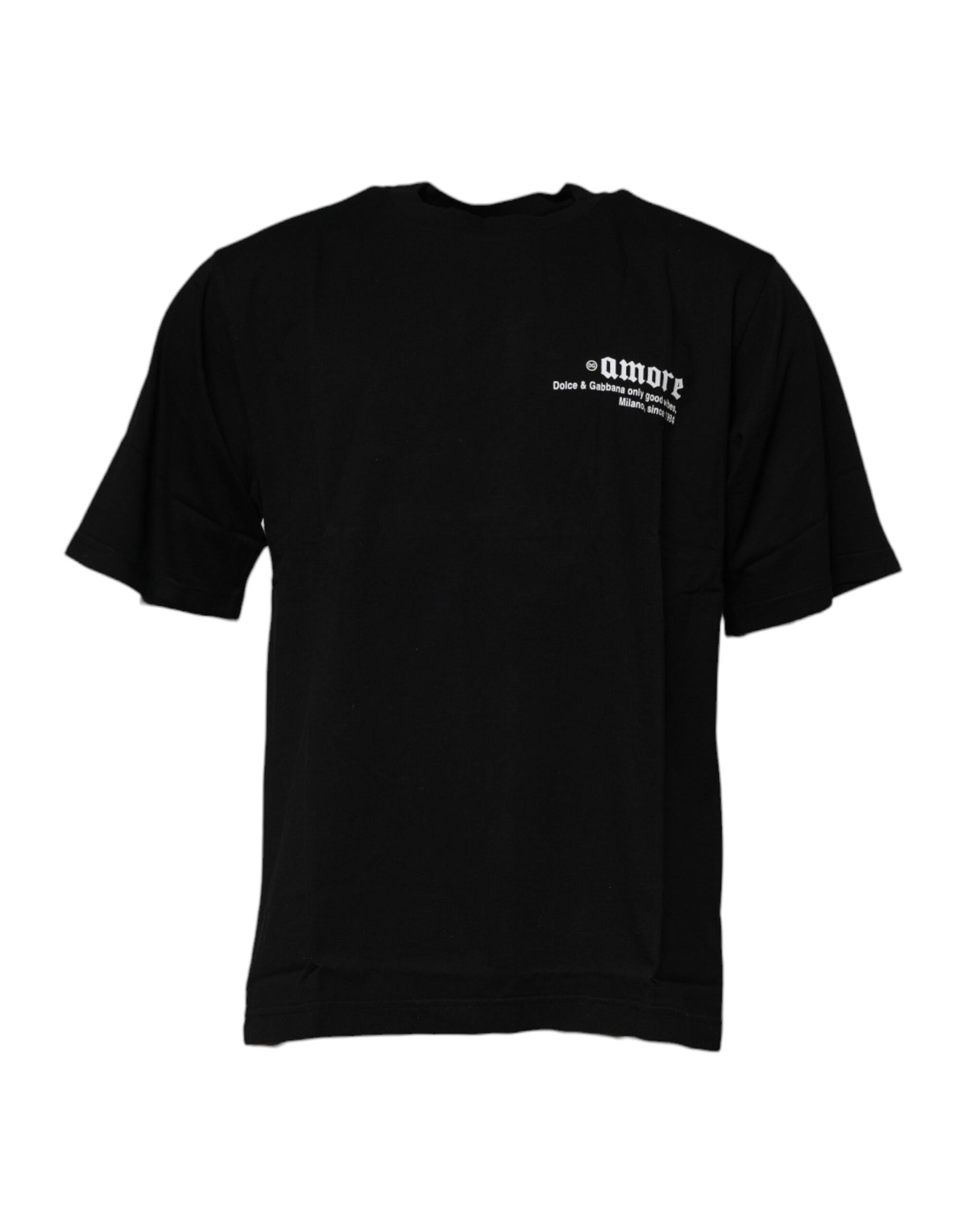 Dolce & Gabbana Black Amore Leopard Cotton Crew Neck T-shirt | Regal Royce